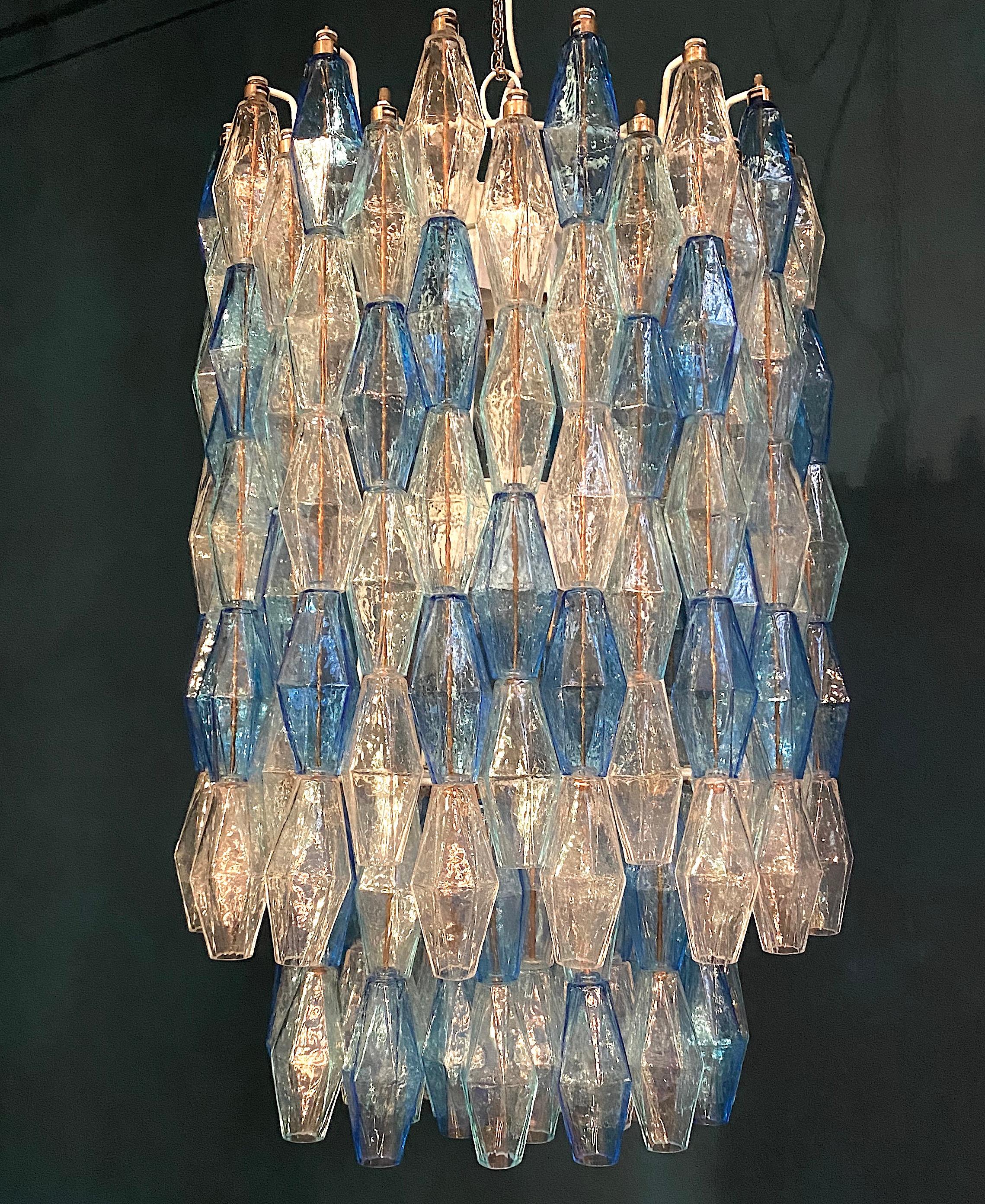 Monumental Murano Glass Sapphire Colored Poliedri Chandelier For Sale 6