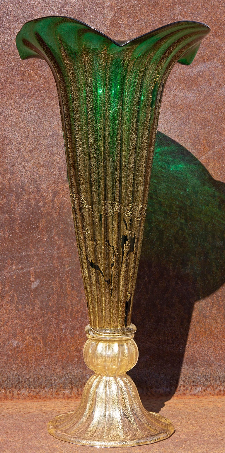 Monumental Murano Glass Trumpet Vase For Sale at 1stDibs