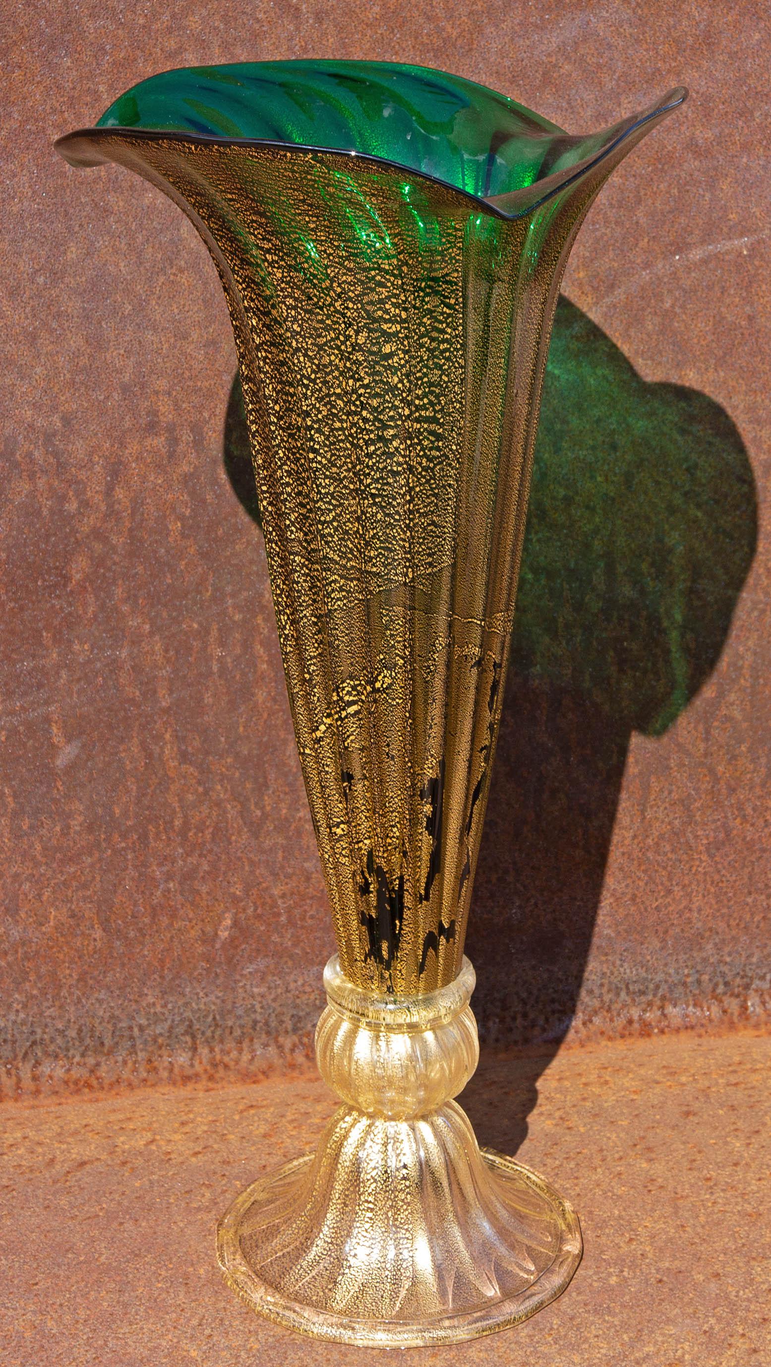 Mid-Century Modern Monumental Murano Glass Trumpet Vase