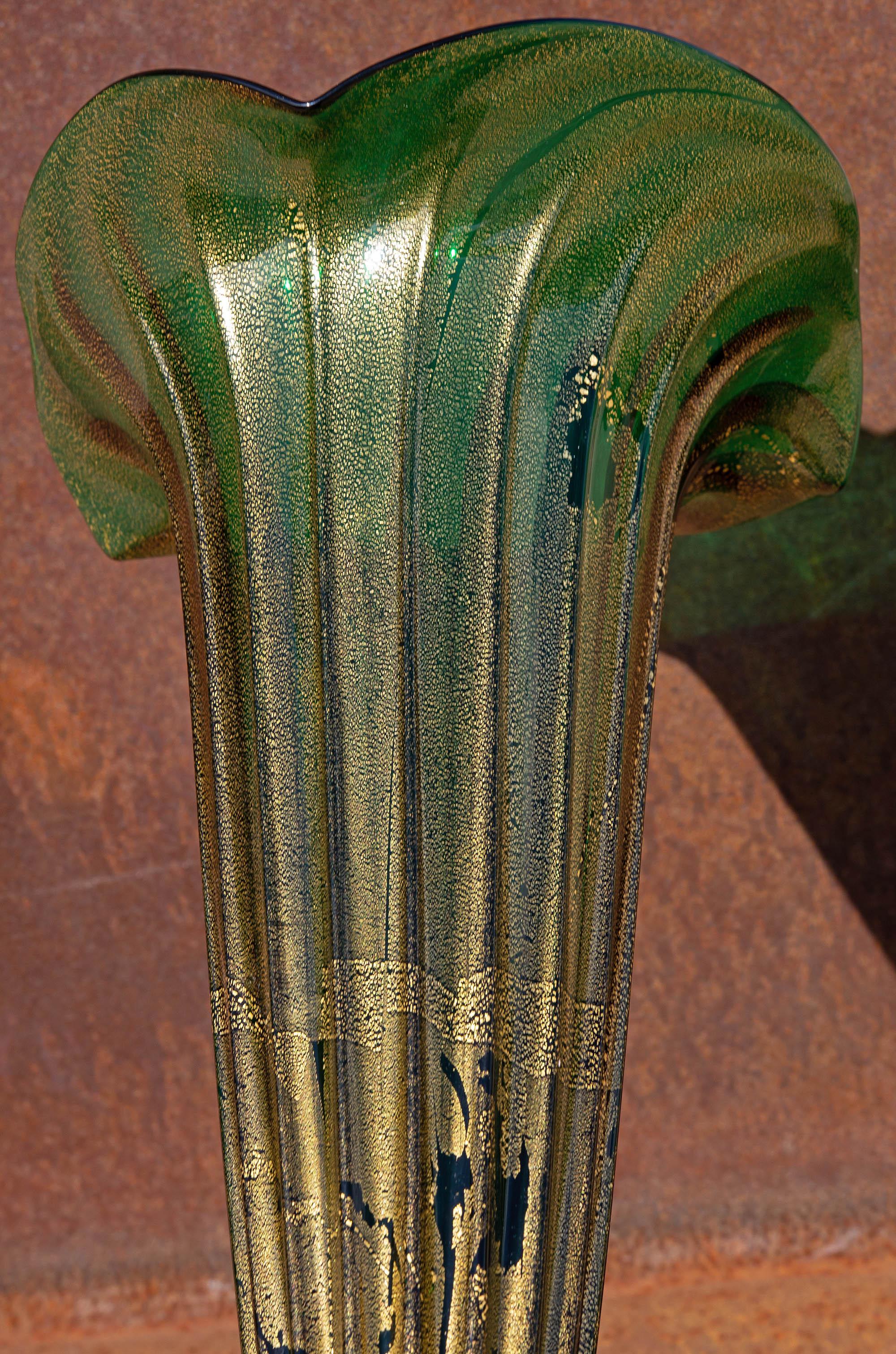 Italian Monumental Murano Glass Trumpet Vase