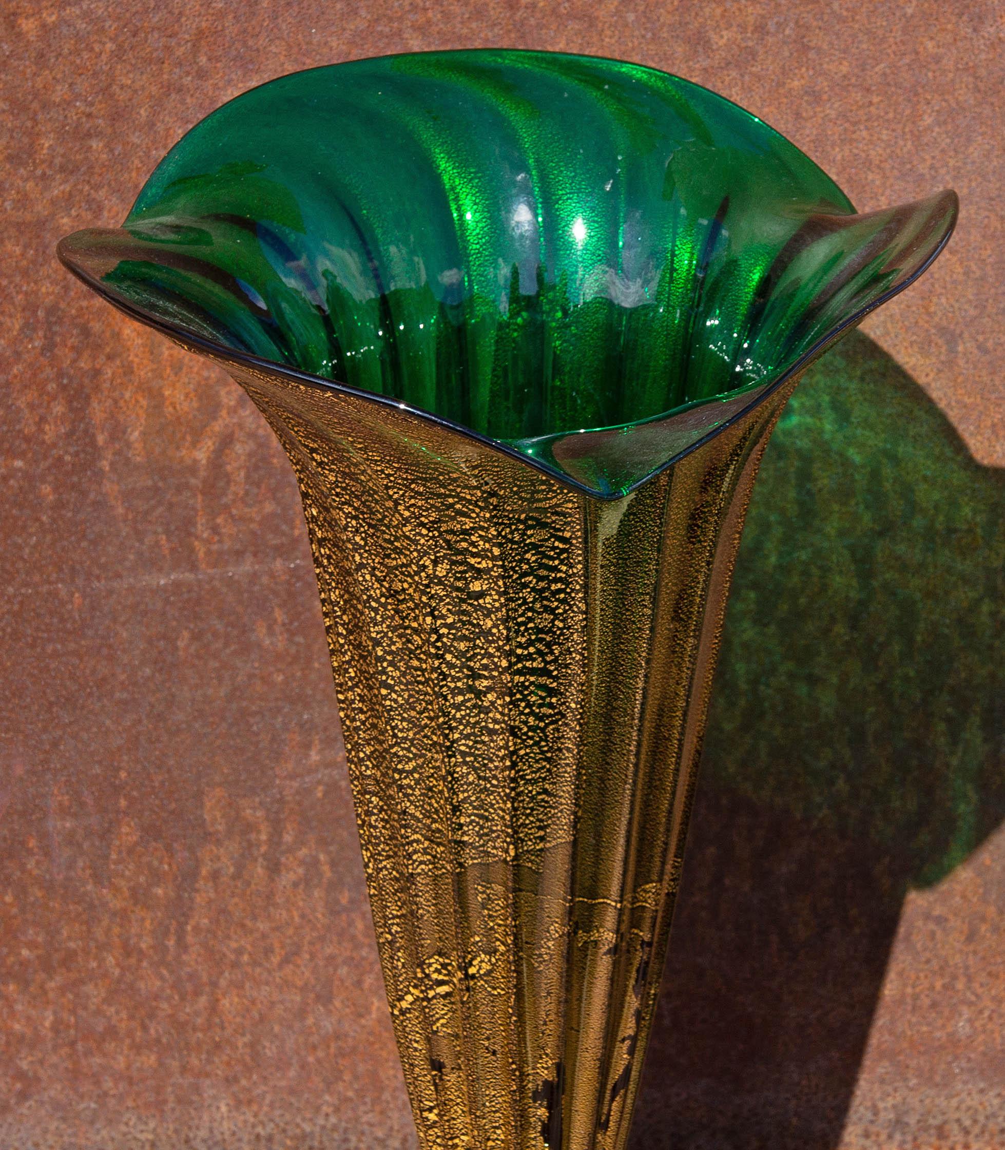Hand-Crafted Monumental Murano Glass Trumpet Vase