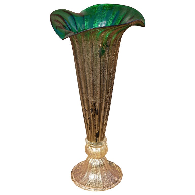 Monumental Murano Glass Trumpet Vase For Sale at 1stDibs