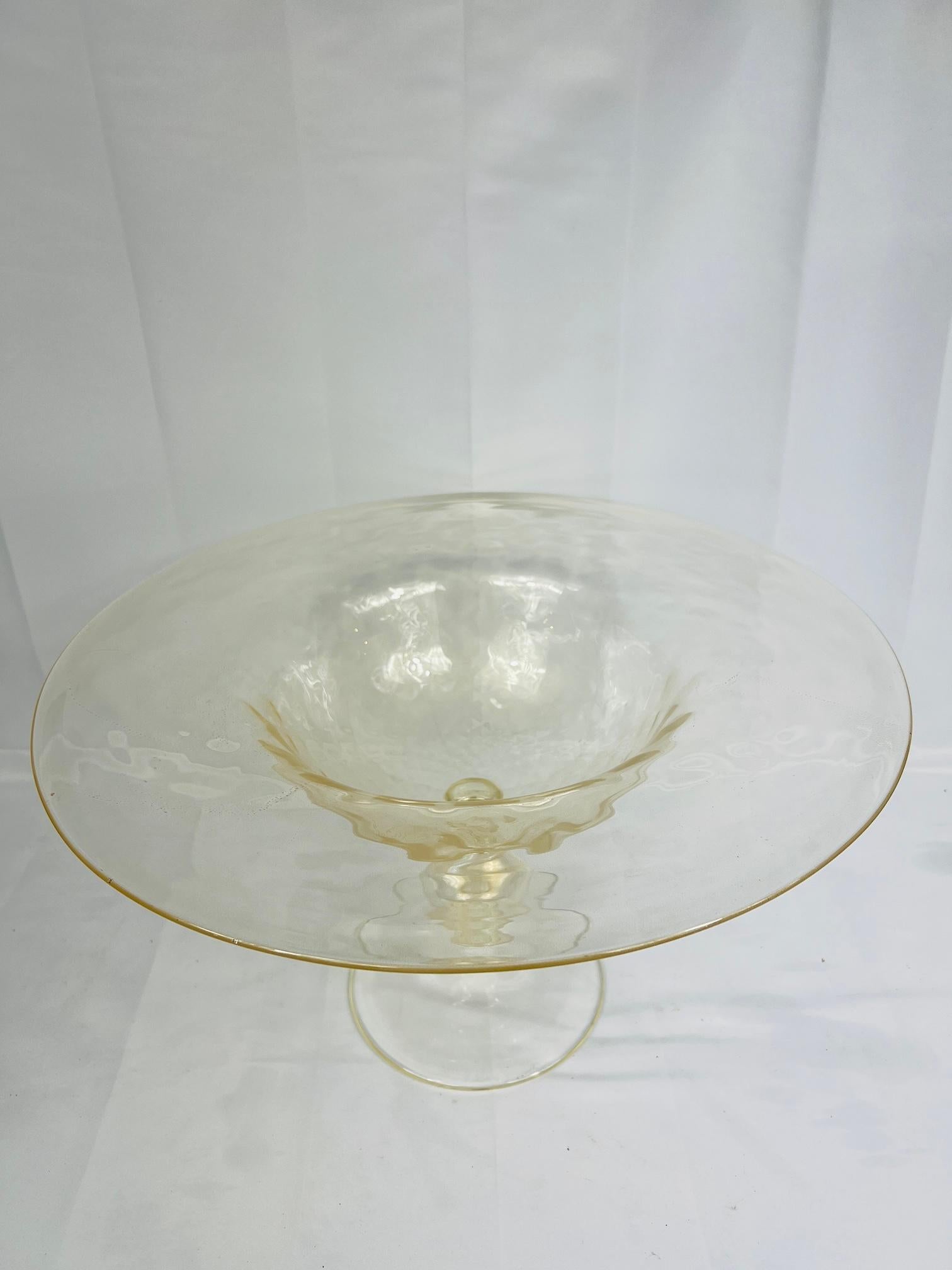 Monumentale Murano Gold Flecked Tafelaufsatz Kompott - signiert 18,25