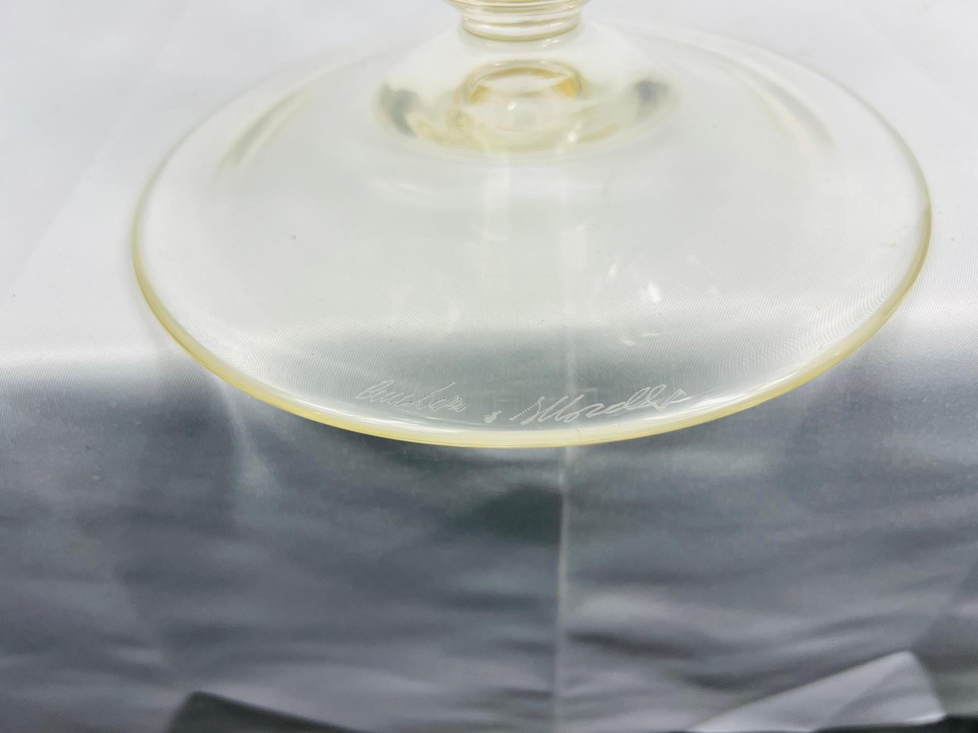 Monumentale Murano Gold Flecked Tafelaufsatz Kompott - signiert 18,25