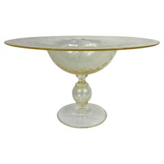 Monumental Murano Gold Flecked Centerpiece Compote - Signed 18.25"