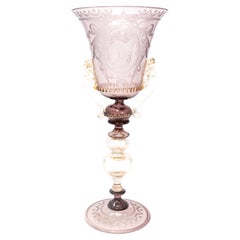 Monumental Murano Neo-Renaissance Amethyst and Aventurine Glass Presentation Gob
