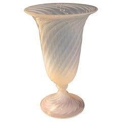 Monumental Murano Opaline Glass Vase Signed Cenedese