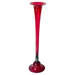 Monumental Murano Ruby Red Art Glass Floor Vase, Italy, 1960s, 105 cm