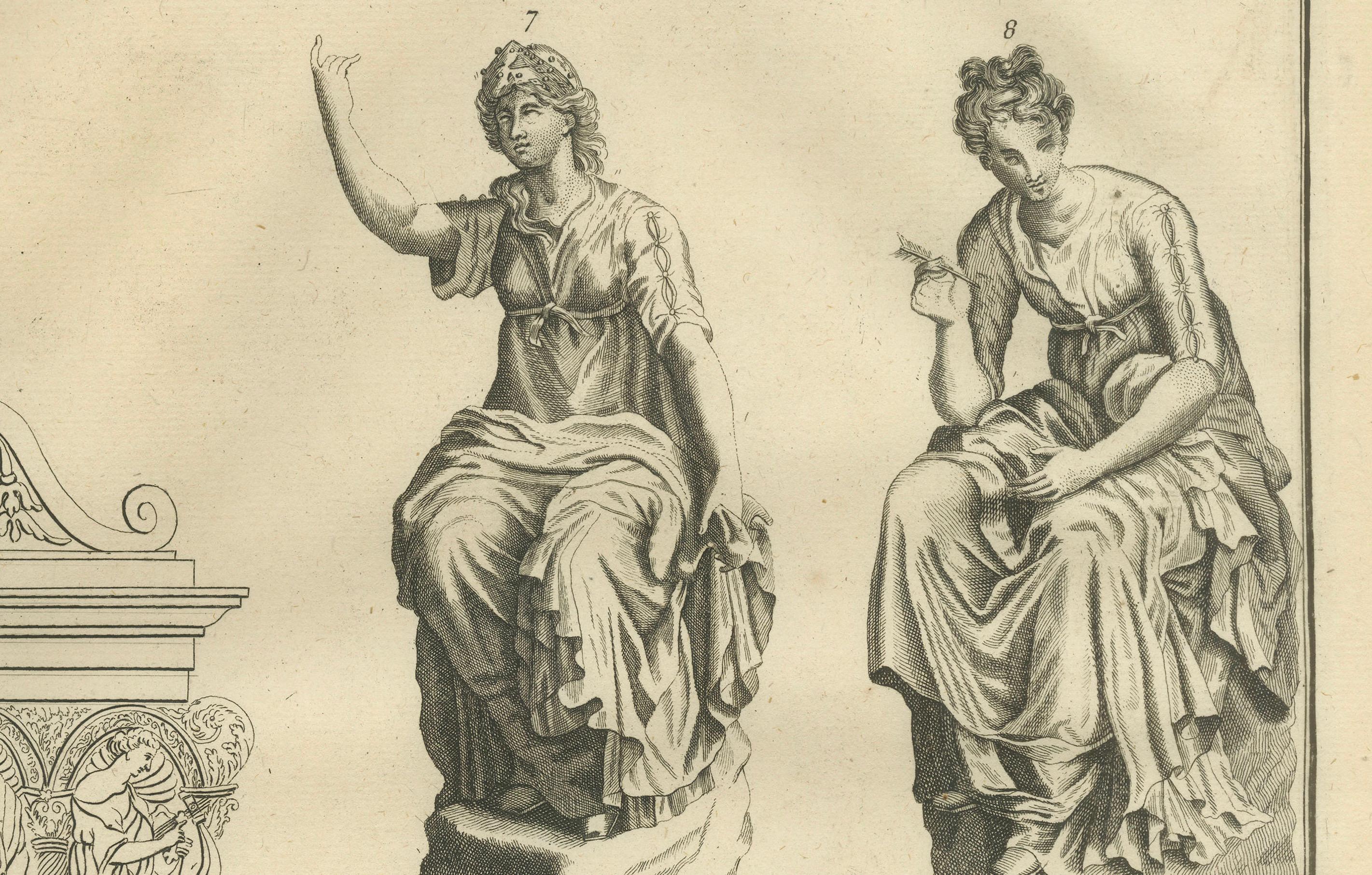 Monumental Mythological Scene, Classical Figures and Clouds – Montfaucon, 1721
