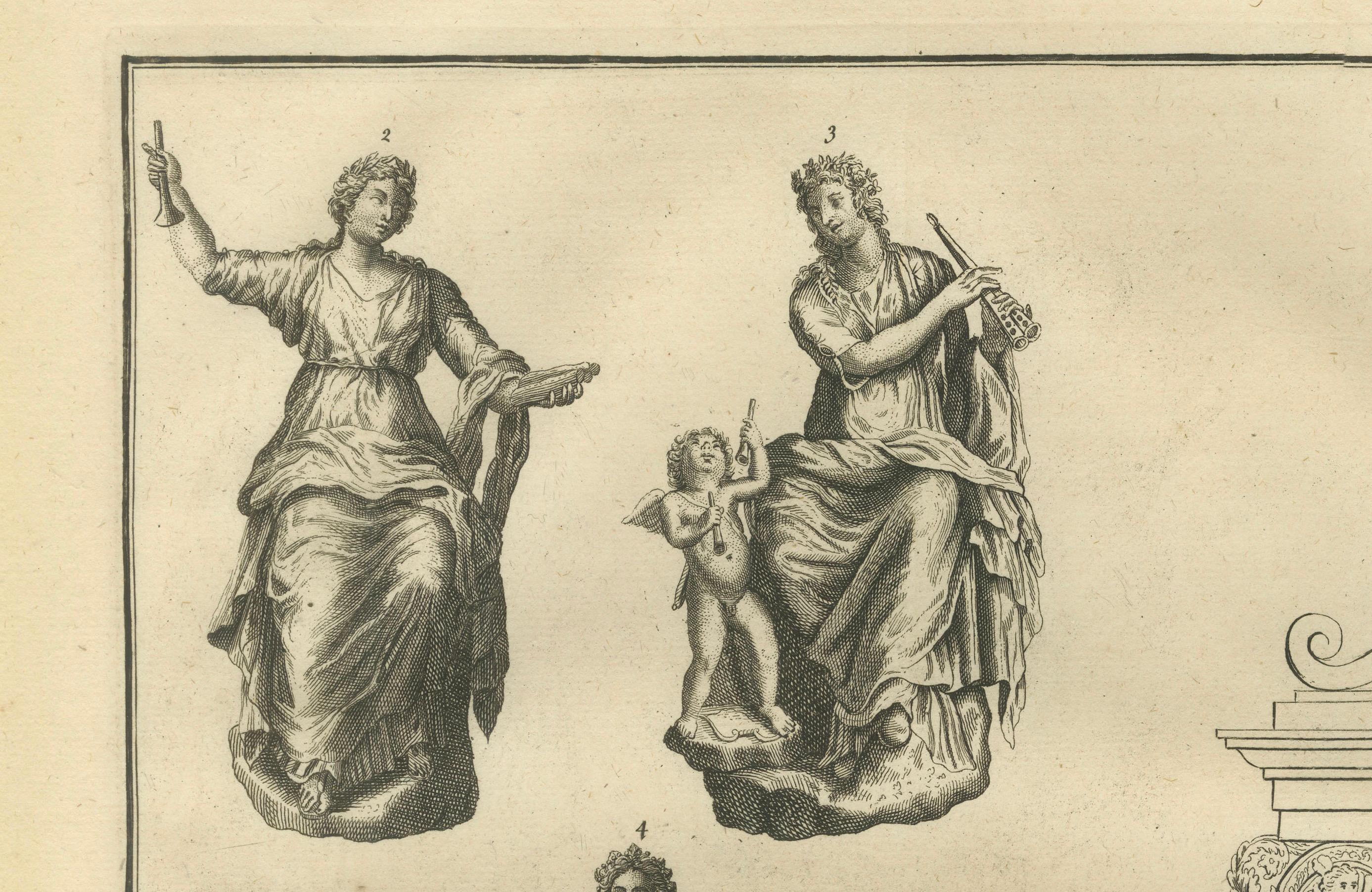 Monumental Mythological Scene, Classical Figures and Clouds – Montfaucon, 1721