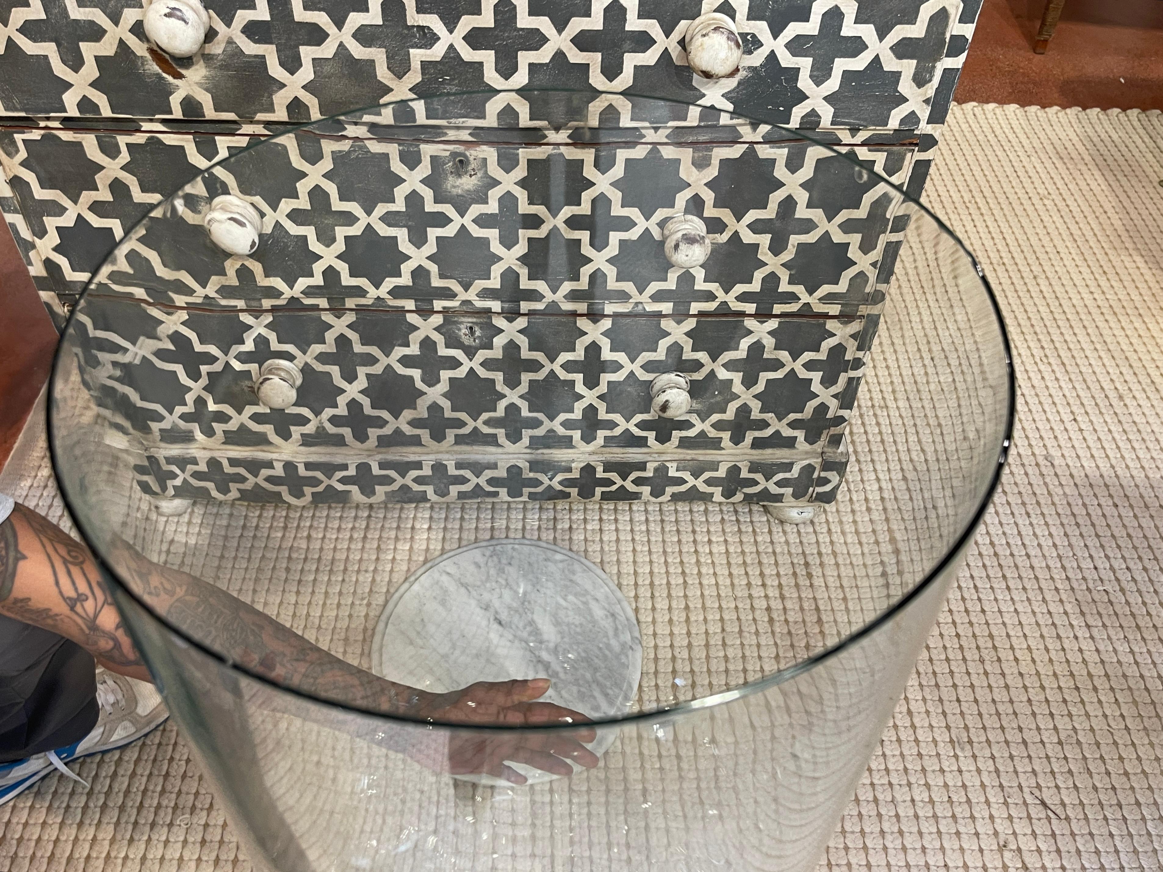 Monumentale Cloche / Dôme Napoléon III en cristal et marbre Carrera en vente 1
