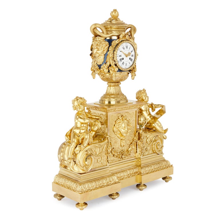 This exquisite gilt bronze (ormolu) clock is signed, ‘JULIEN LEROY/ A PARIS’. The piece was crafted in the 19th Century in the manner of Julien Le Roy. Described by his contemporaries as ‘the most skillful clockmaker in France, possibly in Europe’,