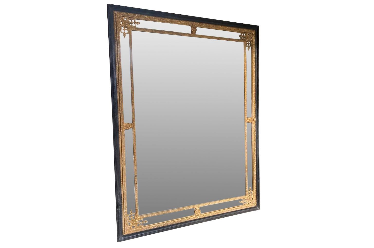 Ebonized Monumental Napoleon III Period Mirror For Sale