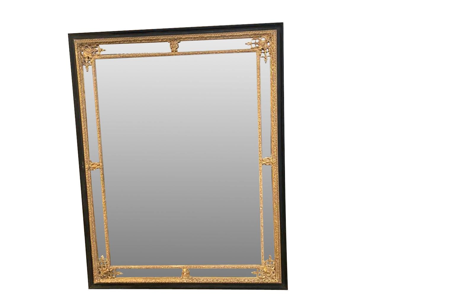 Monumental Napoleon III Period Mirror In Good Condition For Sale In Round Top, TX