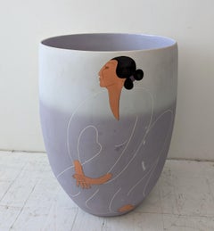 Vaso / fioriera monumentale in ceramica dei nativi americani di R.C.Gorman, Arizona anni '80