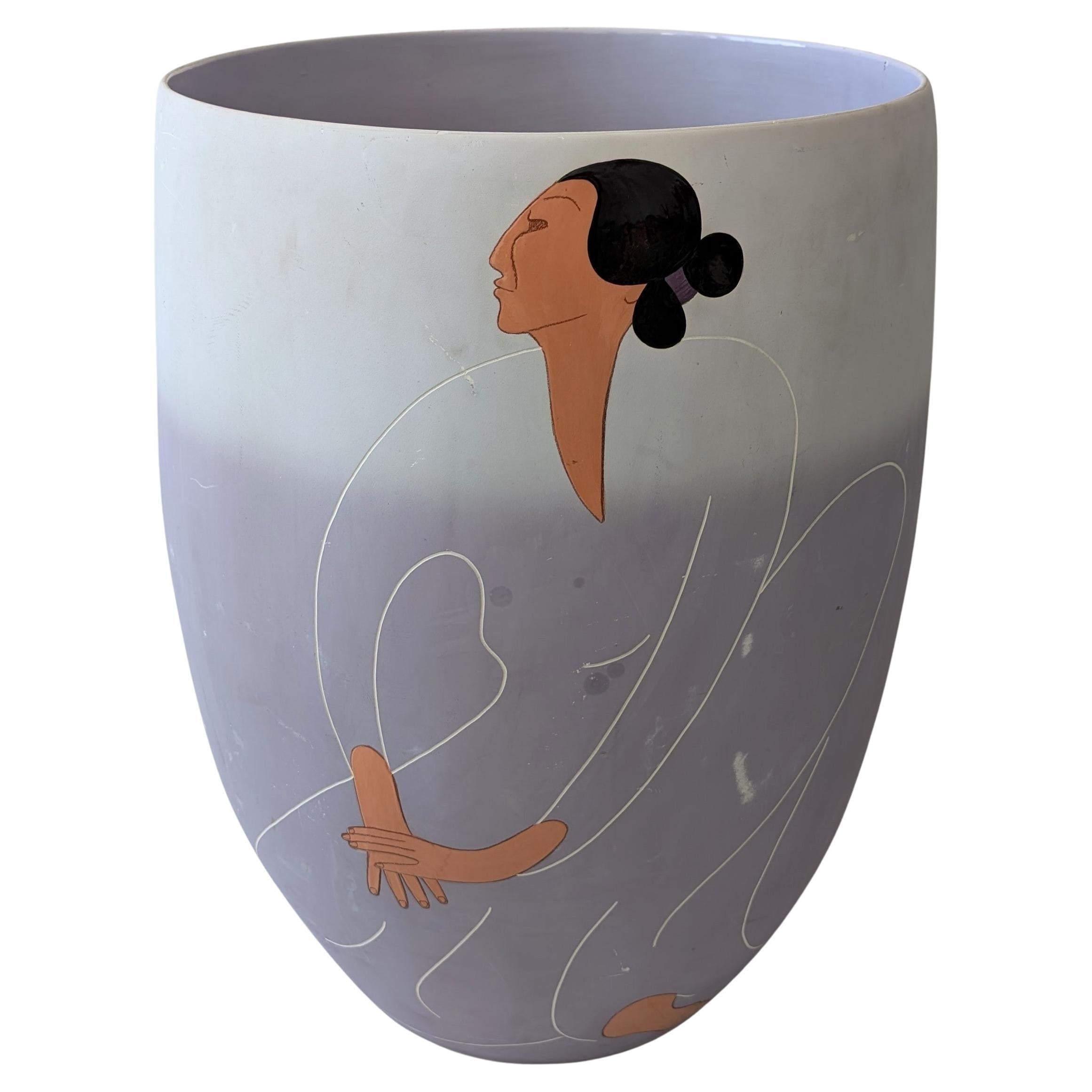 Monumental Native American ceramic vase / planter by R.C.Gorman, Arizona 1980s