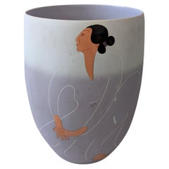 Vaso / fioriera monumentale in ceramica dei nativi americani di R.C.Gorman, Arizona anni '80