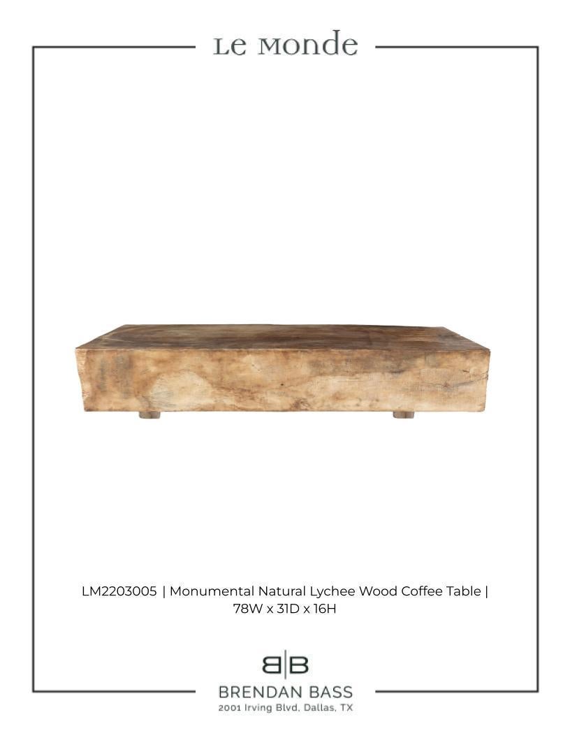 Monumental Natural Lychee Wood Coffee Table In Good Condition In Dallas, TX