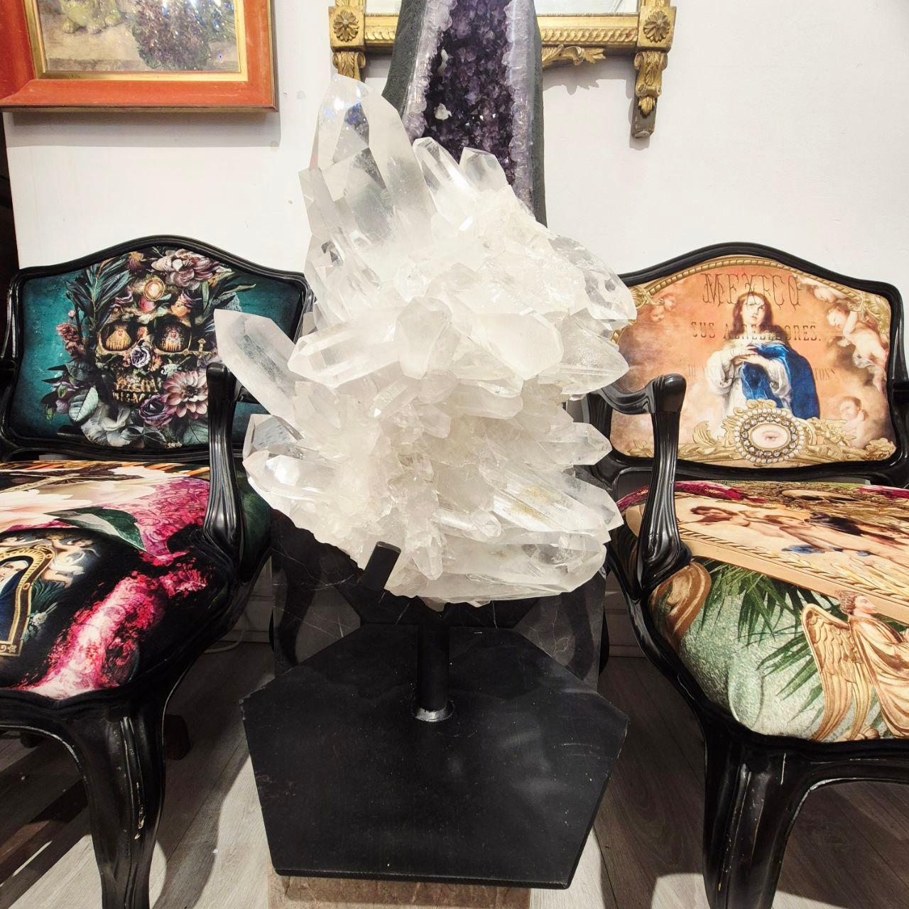 Brazilian Monumental Natural Rock Crystal Cluster from Brazil, 30 kg, collected circa 1980 For Sale