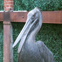 Monumental Nautical Bronze Fountain of Pelican on Piling.