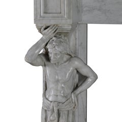 Monumentale caminetto neoclassico in marmo a cariatide - Console da parete - Impero