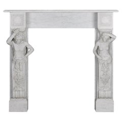 Monumental Neo-Classical Caryatid Marble Fireplace - Wall Console – Empire