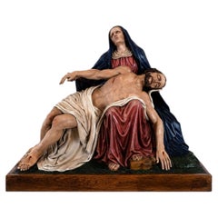Monumental Neo-Gothic Pietà (Versperbild) -- Exceptionally Rare Carved Sculpture