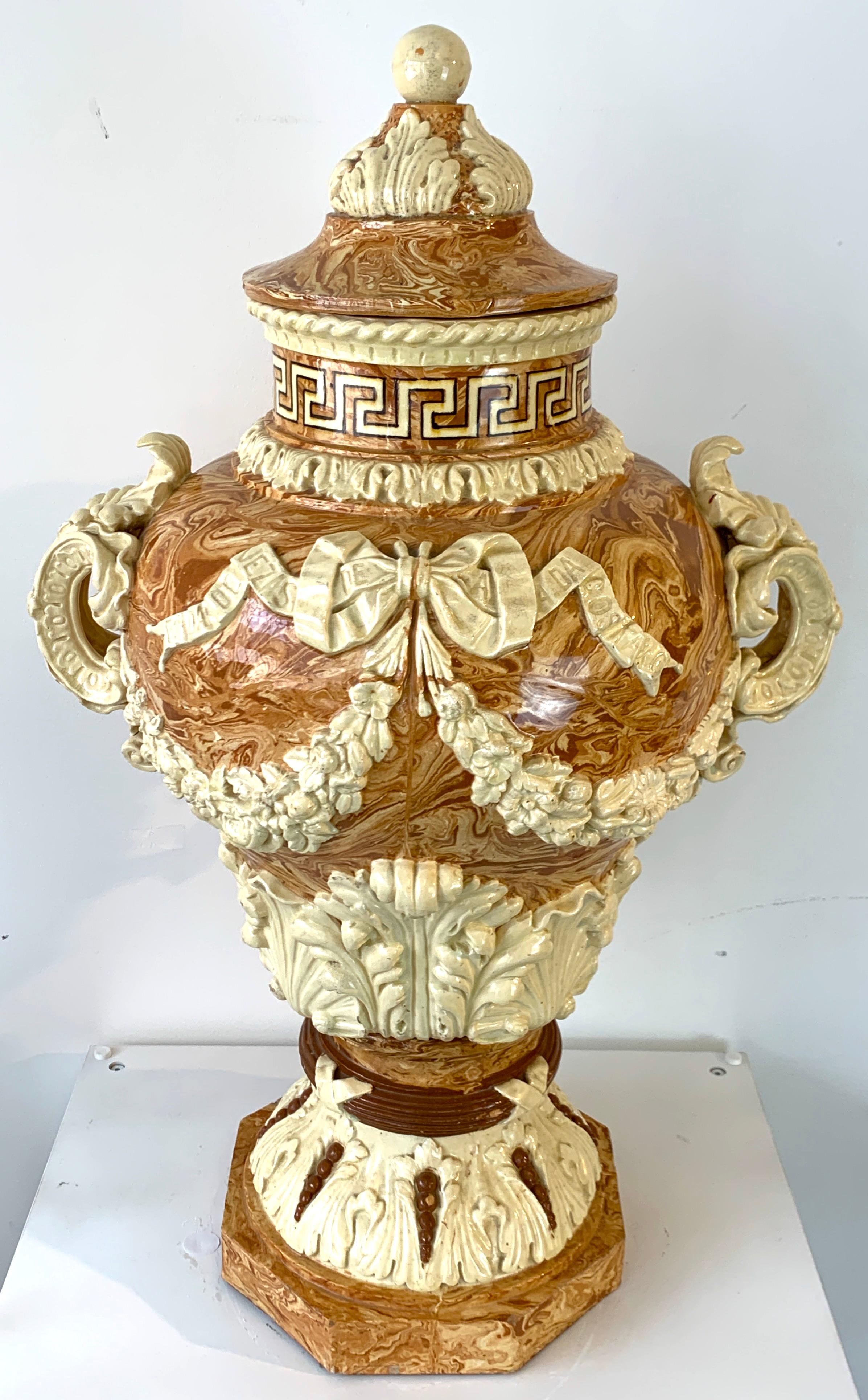Monumental Neoclassical Aptware/Mixed Earth Lavabo Wine Urn 6