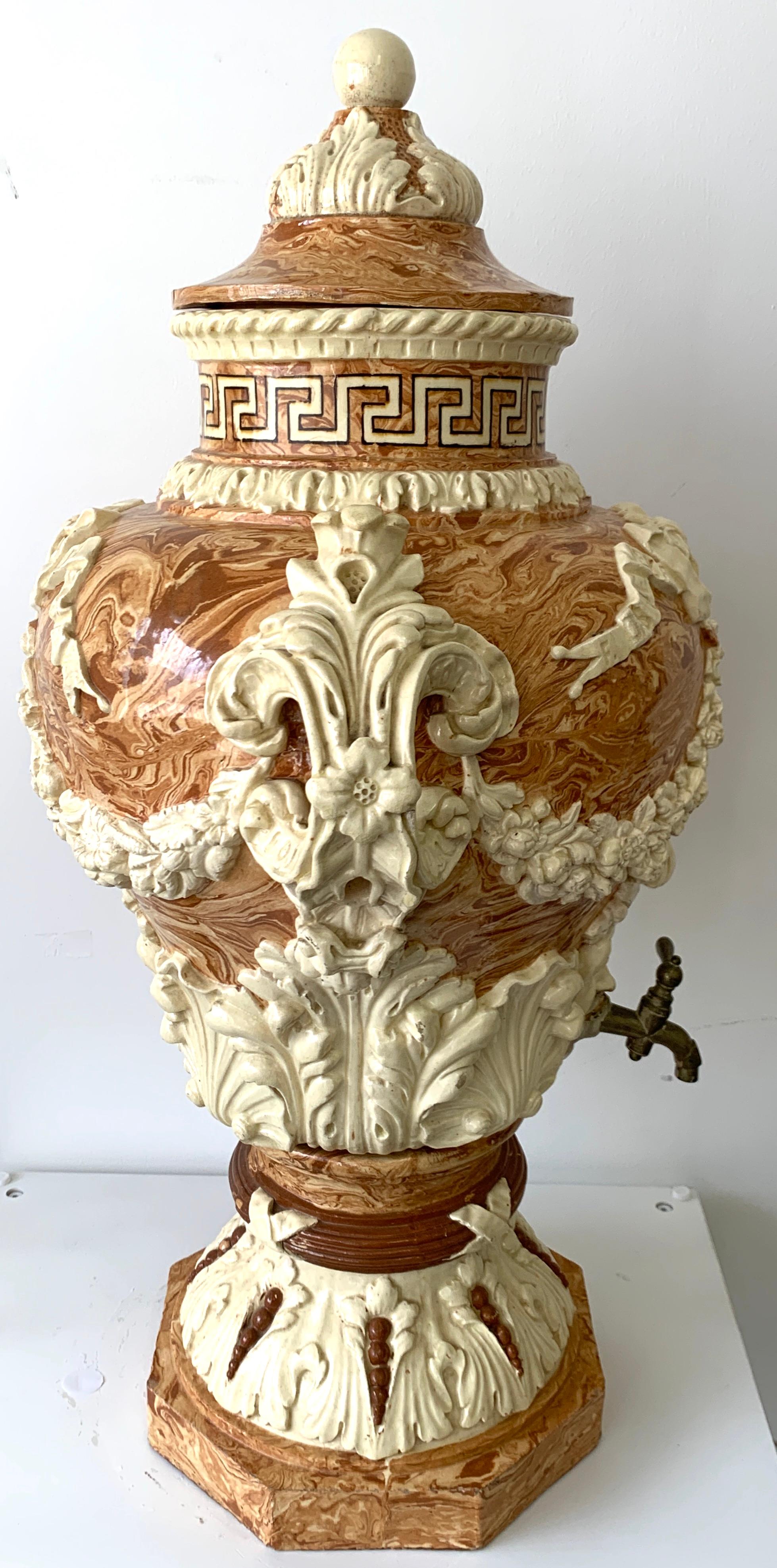Monumental Neoclassical Aptware/Mixed Earth Lavabo Wine Urn 7