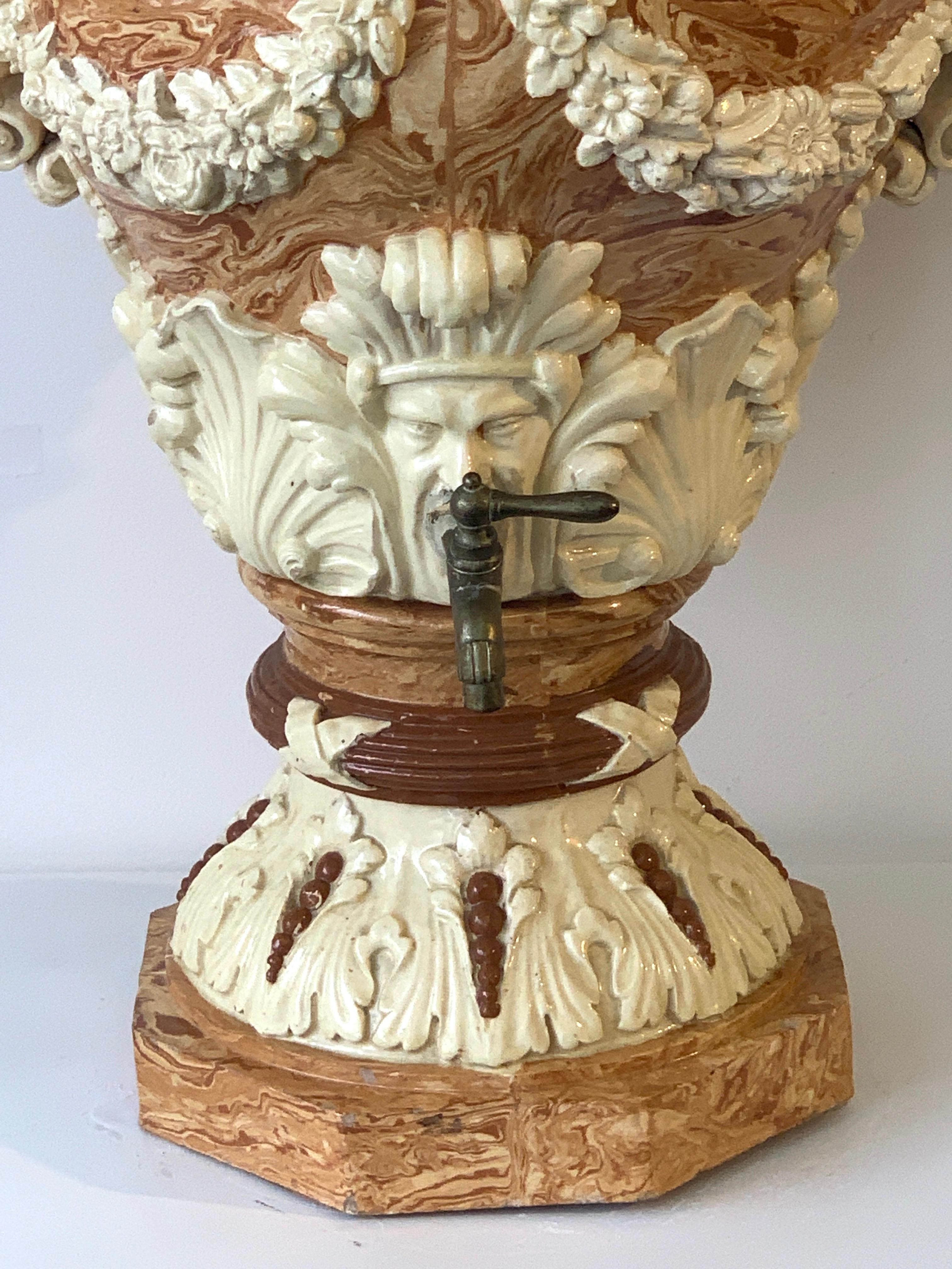 Monumental Neoclassical Aptware/Mixed Earth Lavabo Wine Urn 9