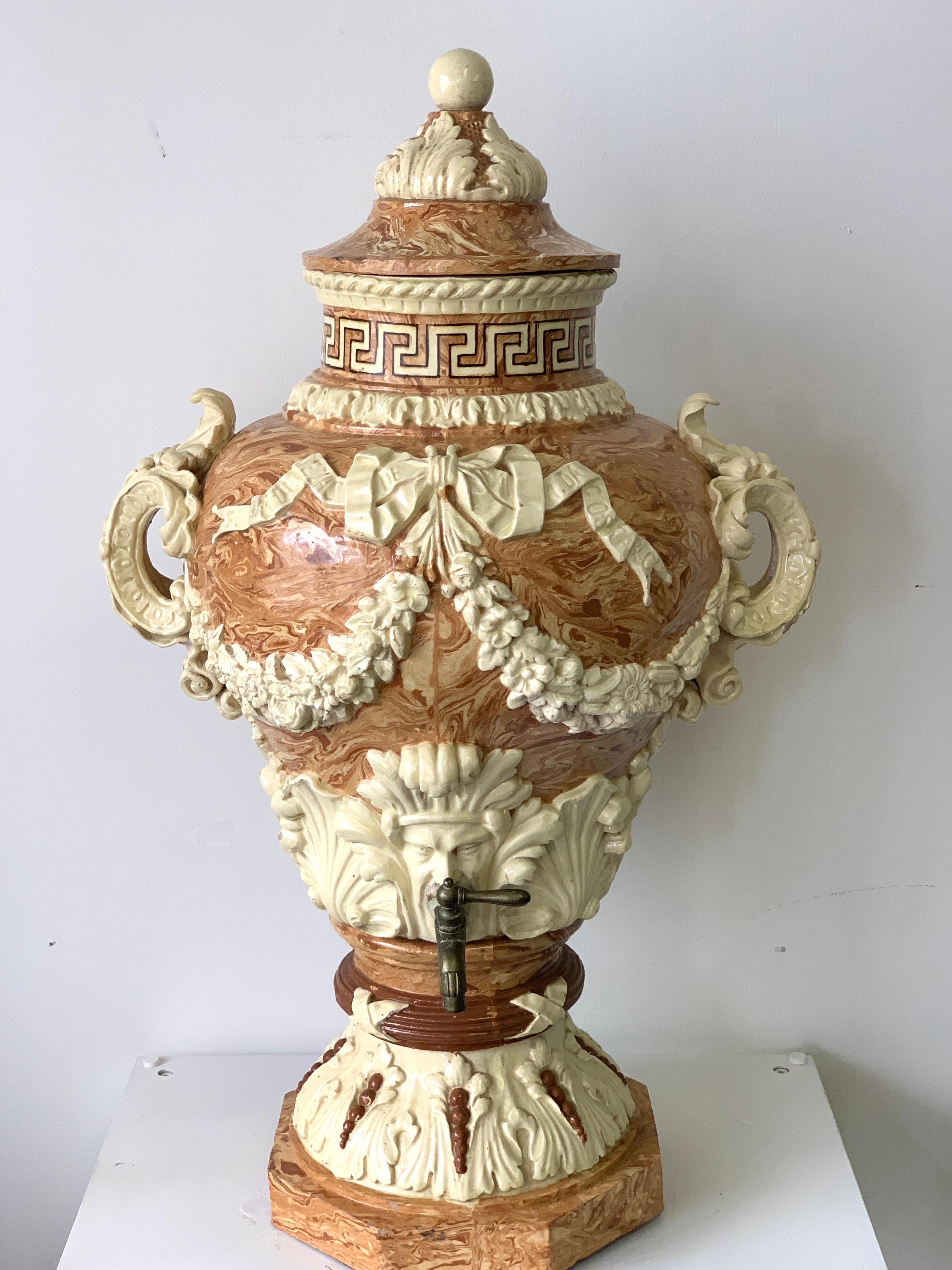 Monumental Neoclassical Aptware/Mixed Earth Lavabo Wine Urn In Good Condition In West Palm Beach, FL