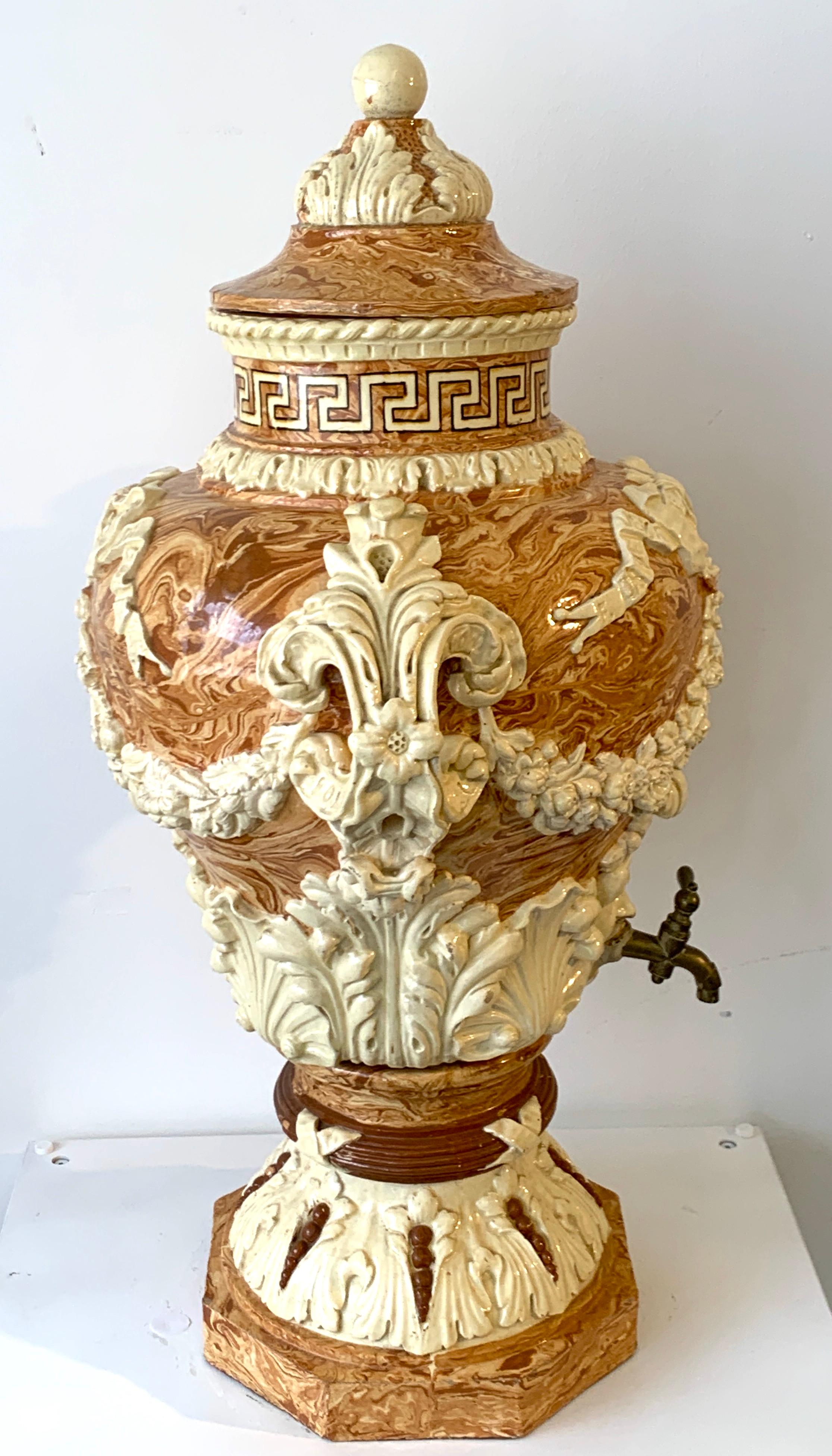 Monumental Neoclassical Aptware/Mixed Earth Lavabo Wine Urn 2