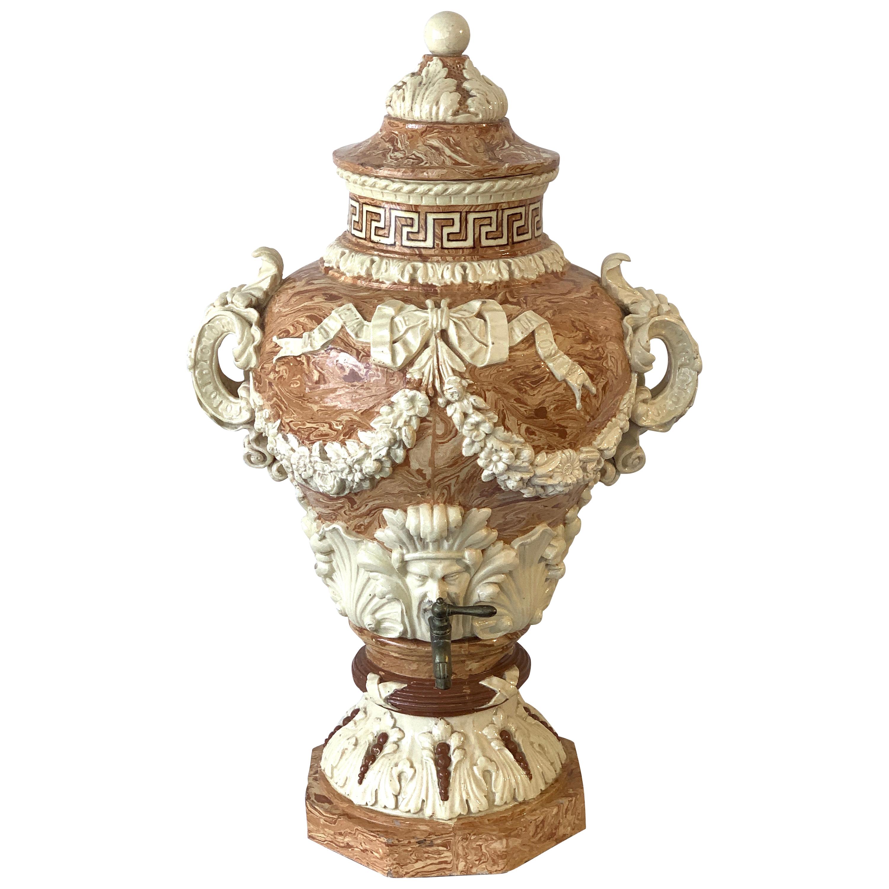Monumental Neoclassical Aptware/Mixed Earth Lavabo Wine Urn