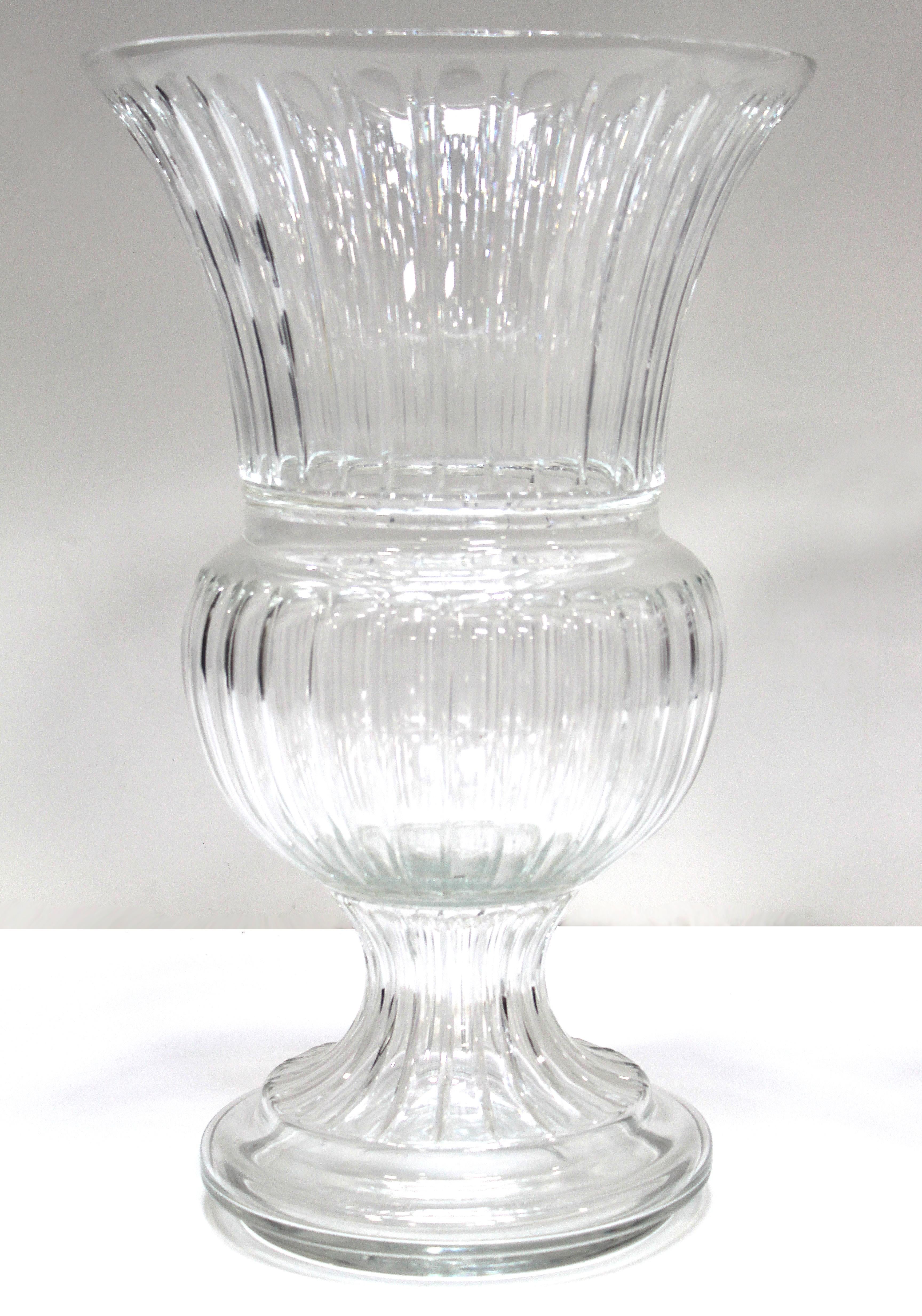 Monumental Neoclassical Gadrooned Glass Urns, a Pair 1