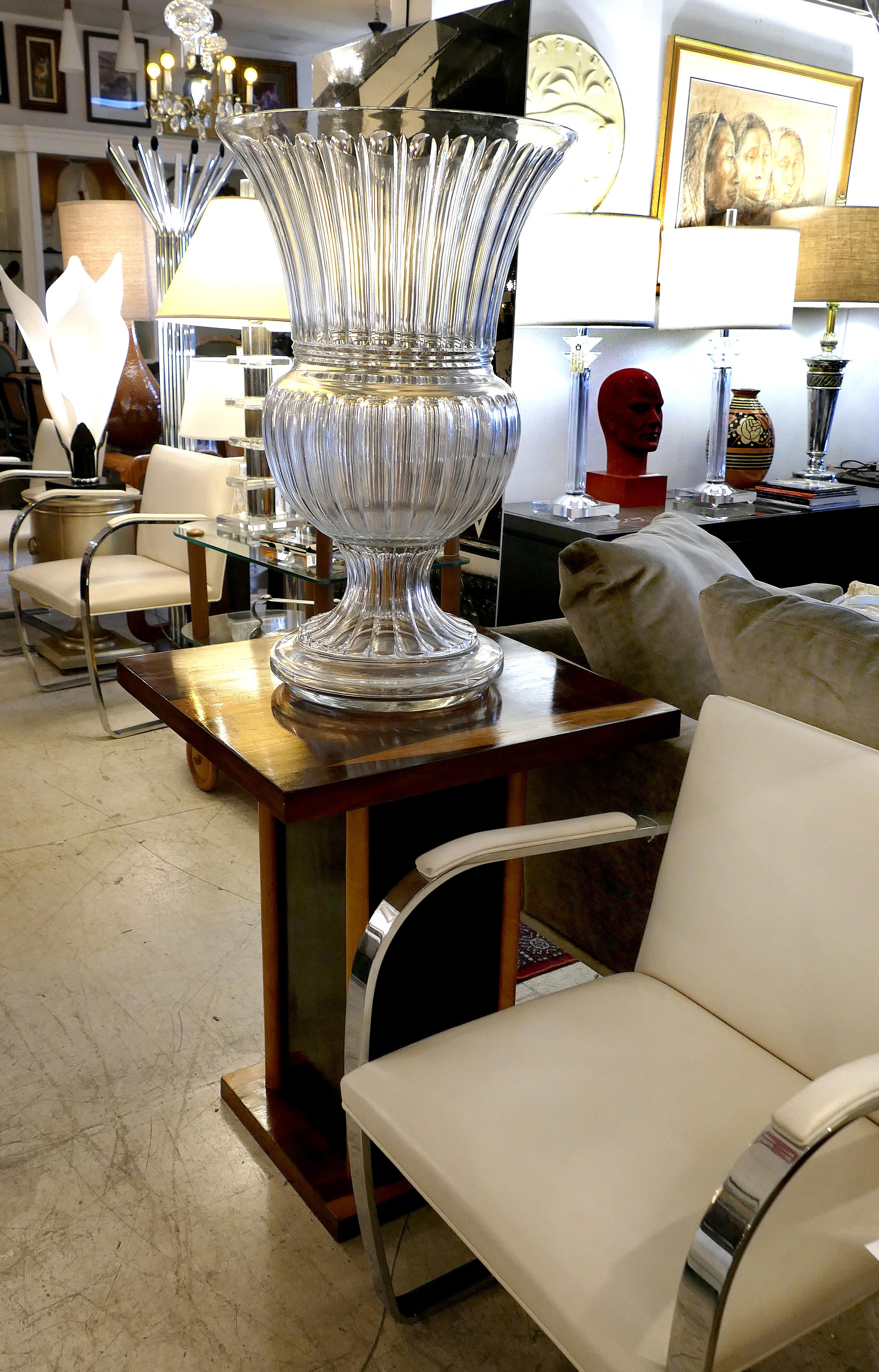 Monumental Neoclassical Gadrooned Glass Urns, a Pair In Good Condition In Miami, FL