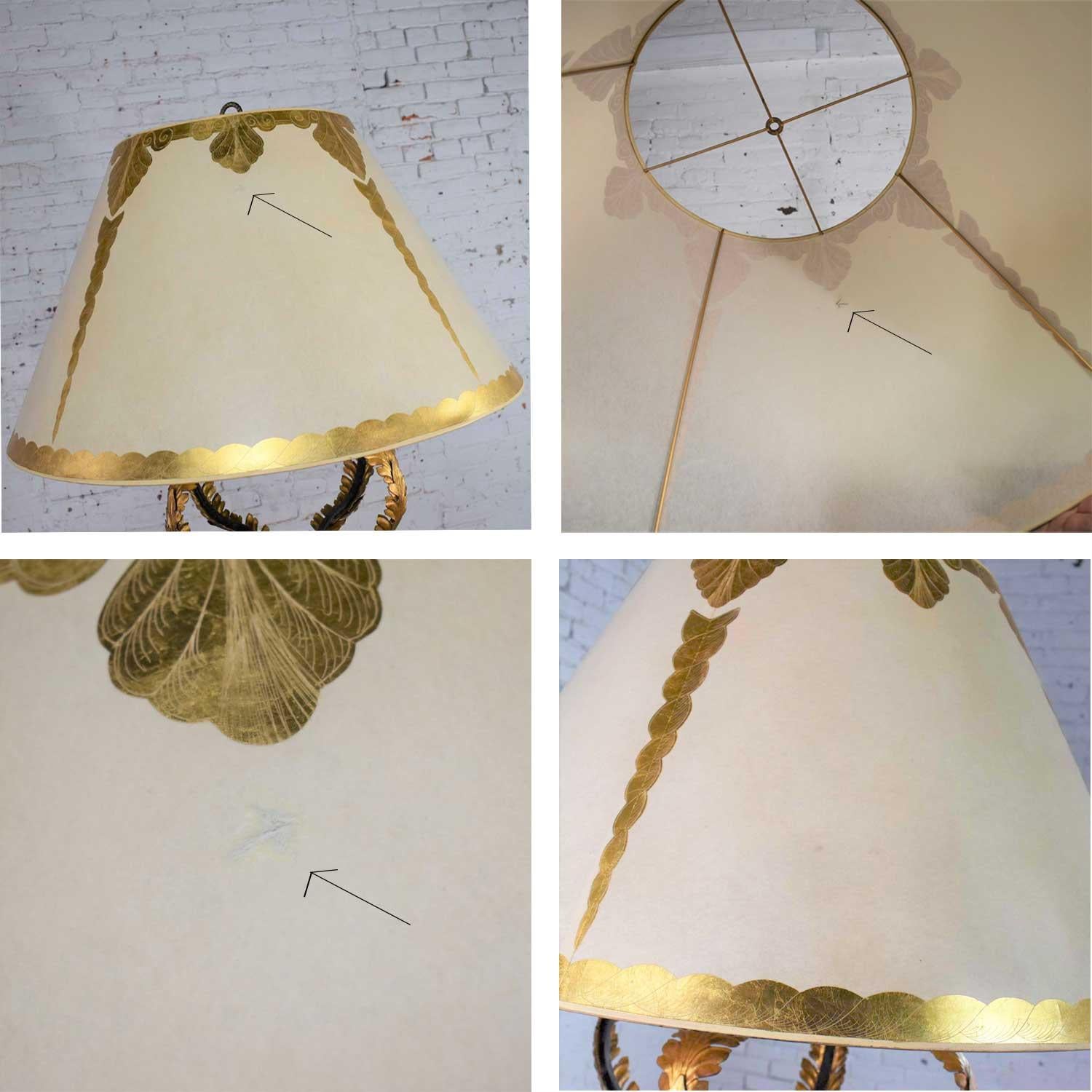 Monumental Neoclassical Iron Floor Lamp Acanthus Leaf Design & Parchment Shade in vendita 13