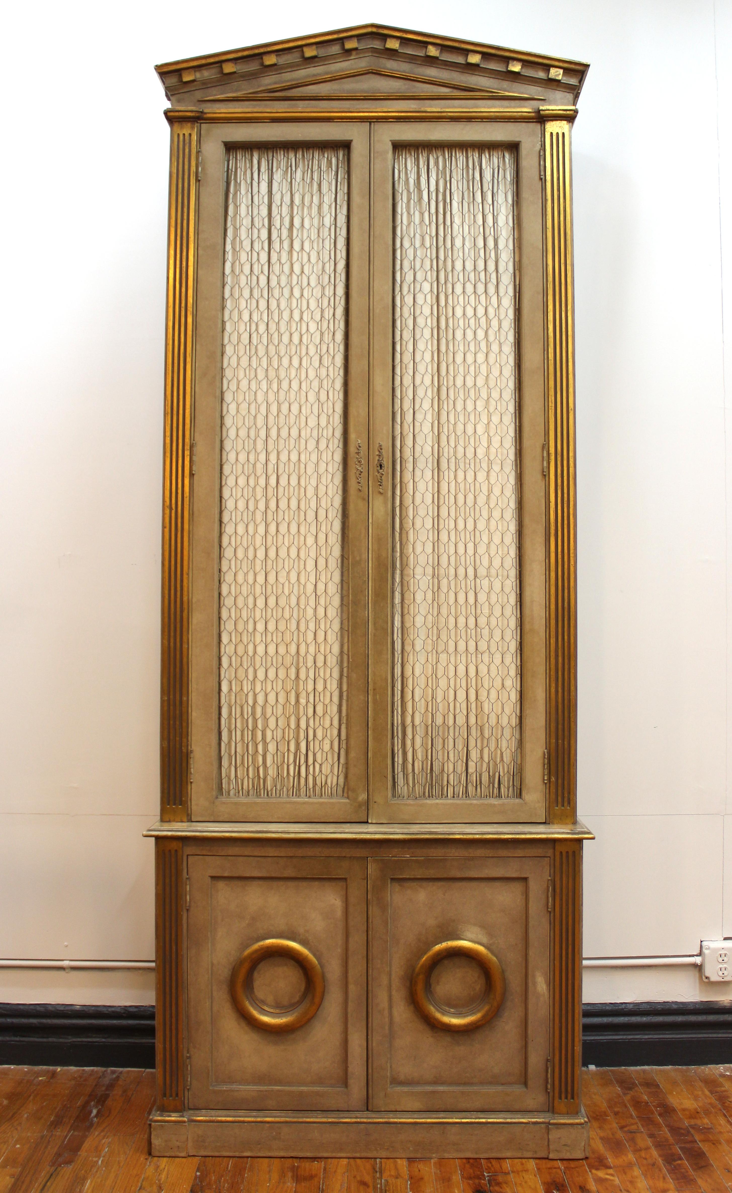 Monumental Neoclassical Revival Style Pedimented Wood Cabinets In Good Condition In New York, NY
