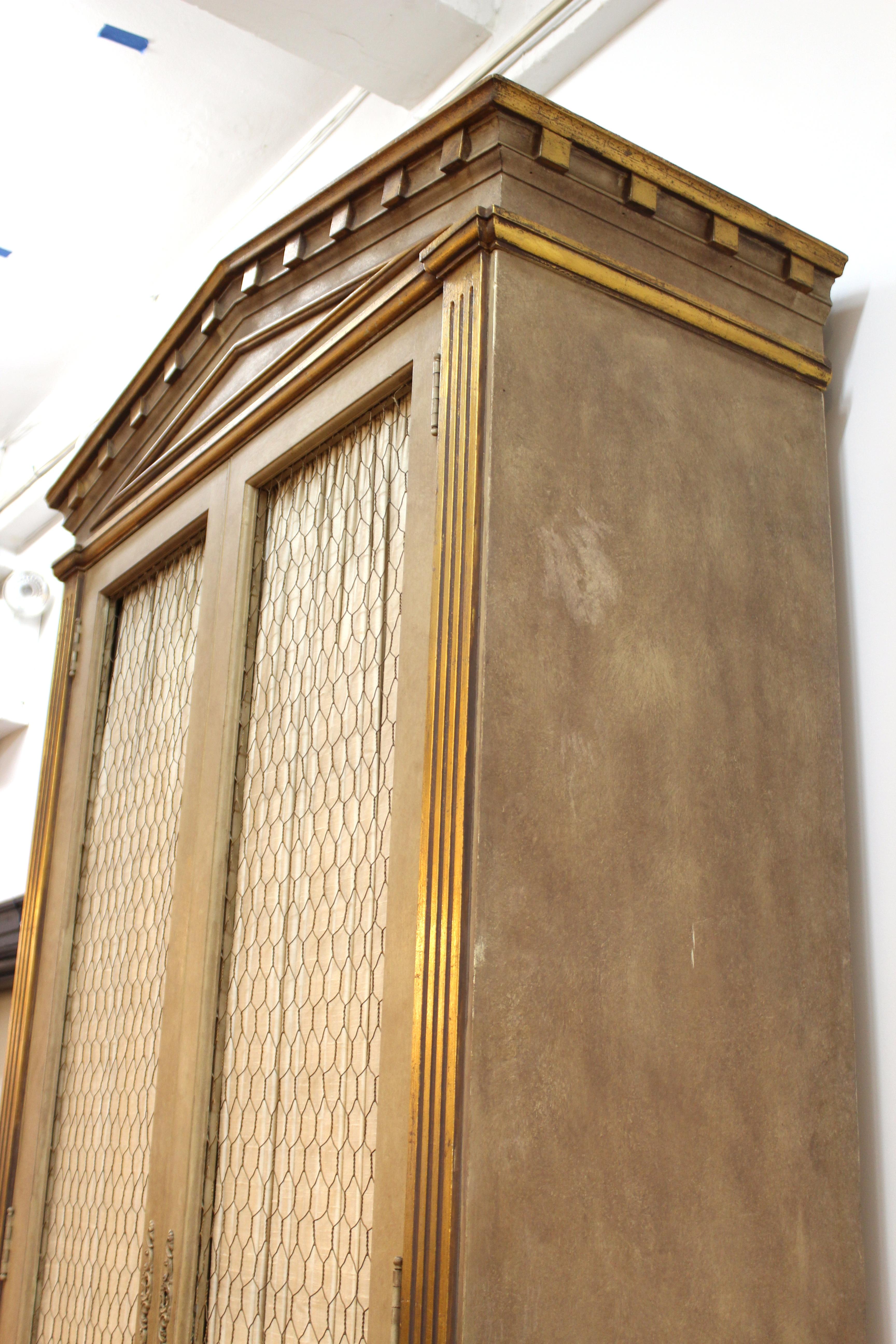 Monumental Neoclassical Revival Style Pedimented Wood Cabinets 2