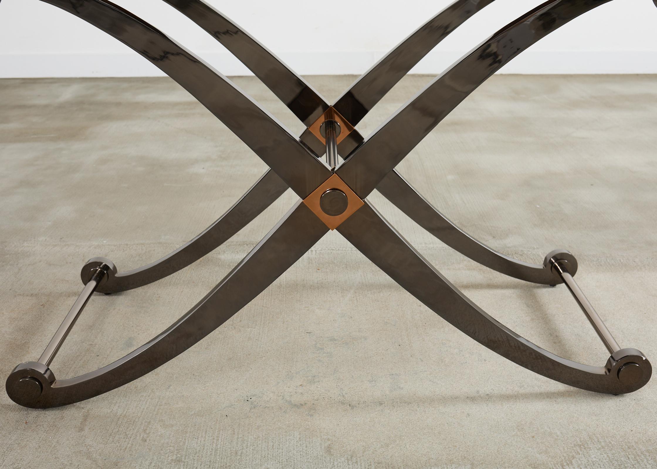 Table console monumentale de style néoclassique à base de fer Curule en vente 2