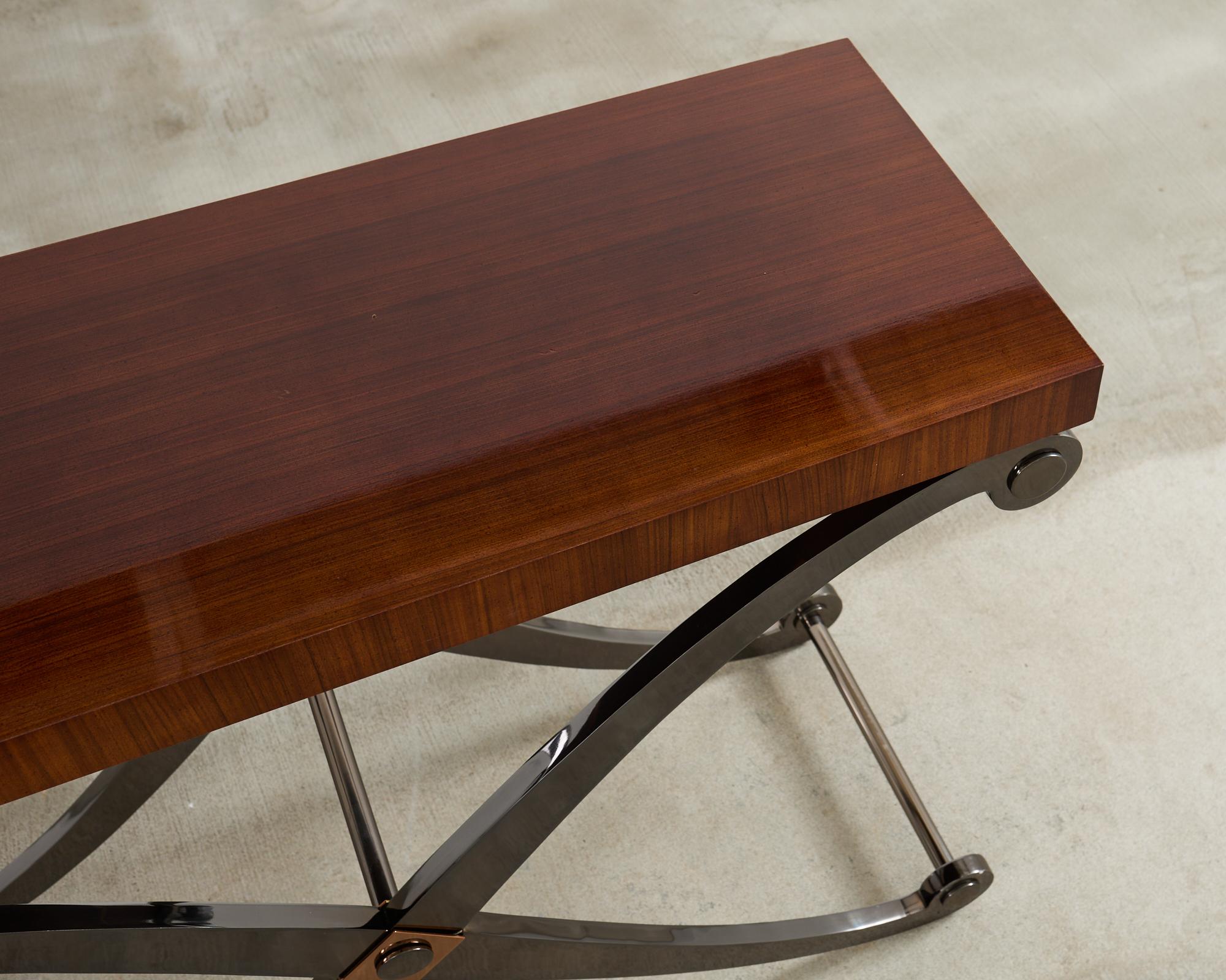 XXIe siècle et contemporain Table console monumentale de style néoclassique à base de fer Curule en vente