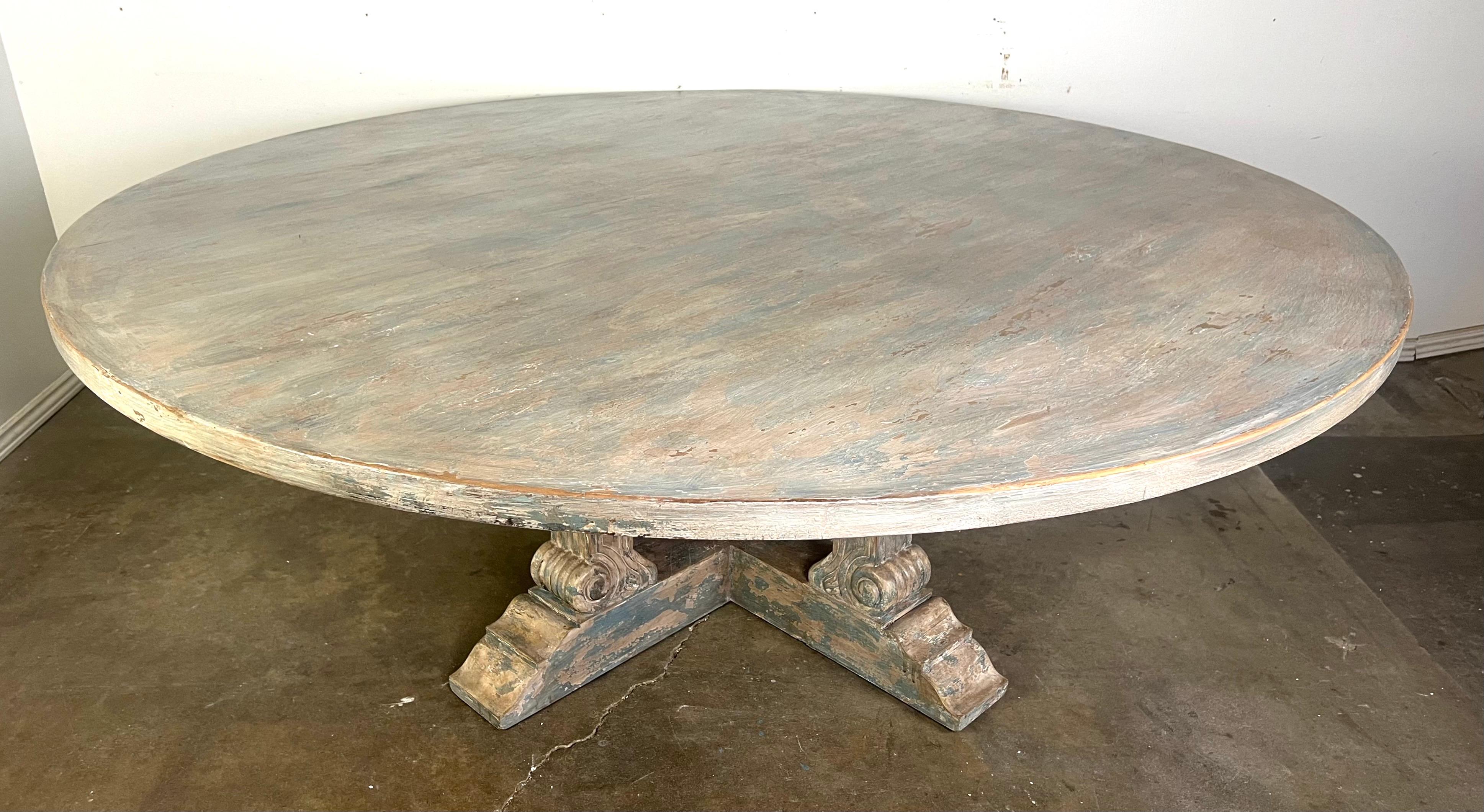 Table de salle à manger monumentale peinte de style néoclassique en vente 4