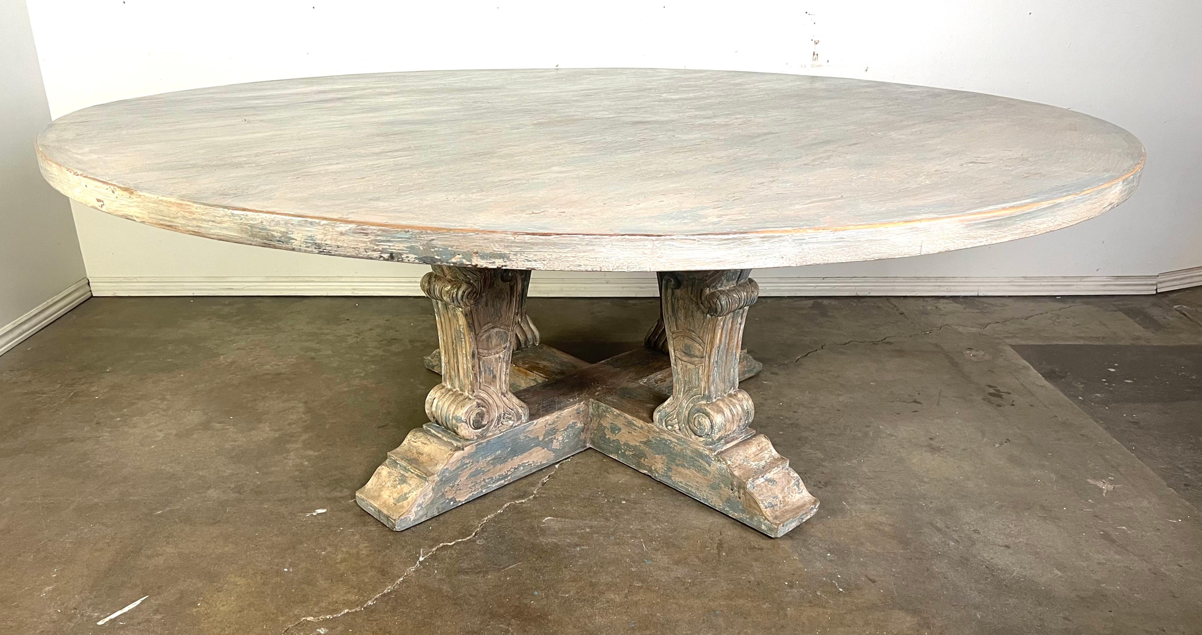 Table de salle à manger monumentale peinte de style néoclassique en vente 5