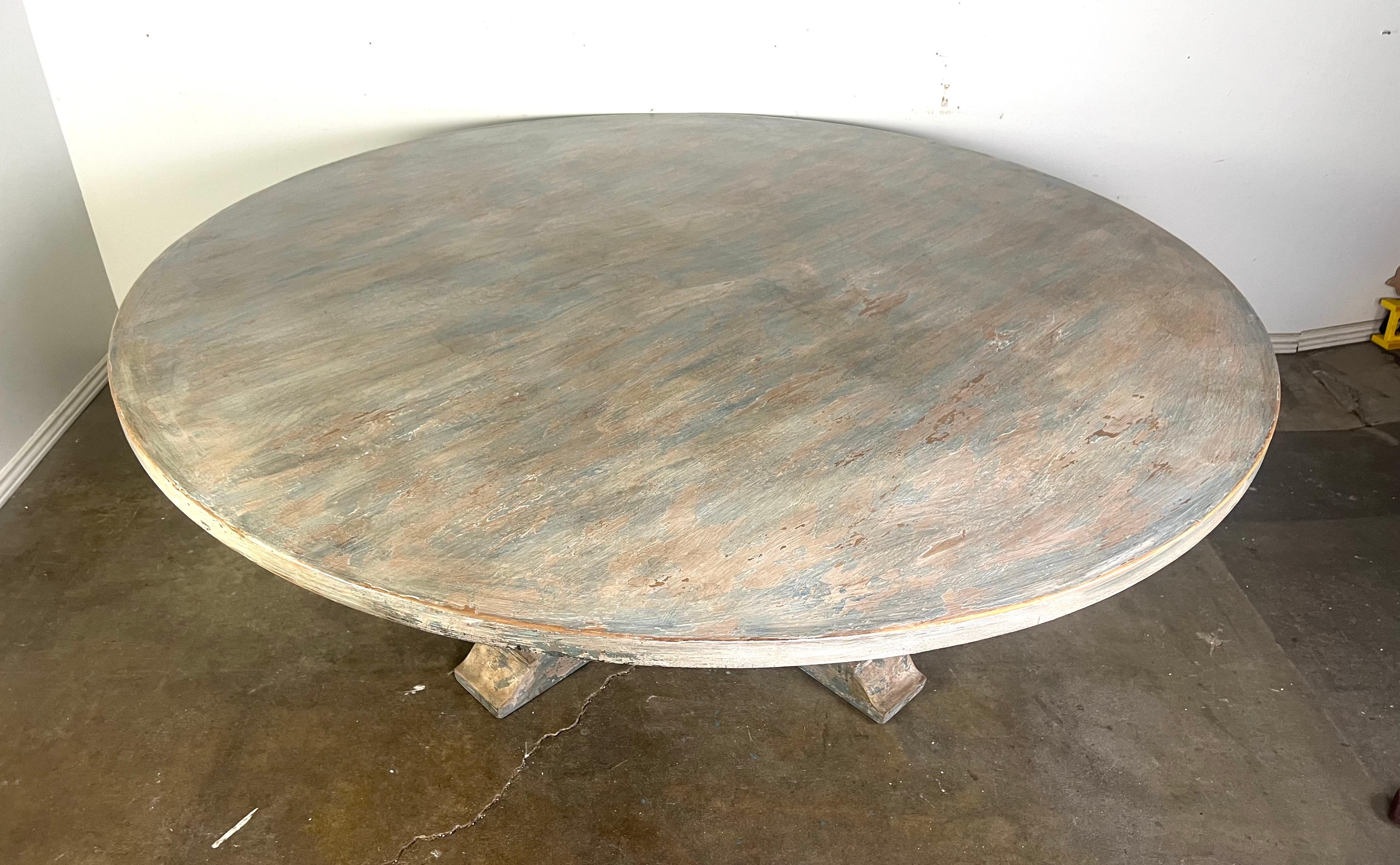 italien Table de salle à manger monumentale peinte de style néoclassique en vente