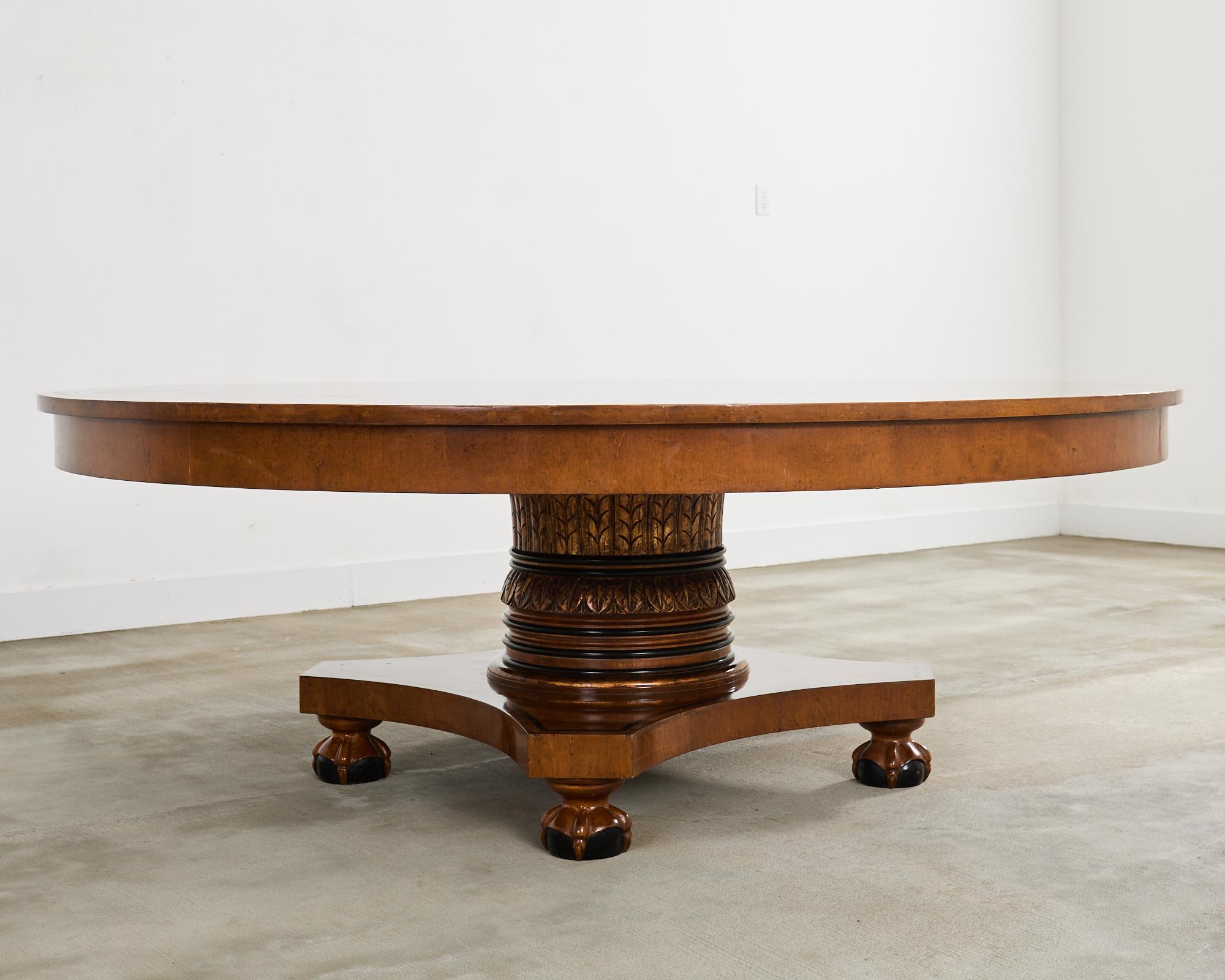 Monumental Neoclassical Style Round Pedestal Dining Table For Sale at