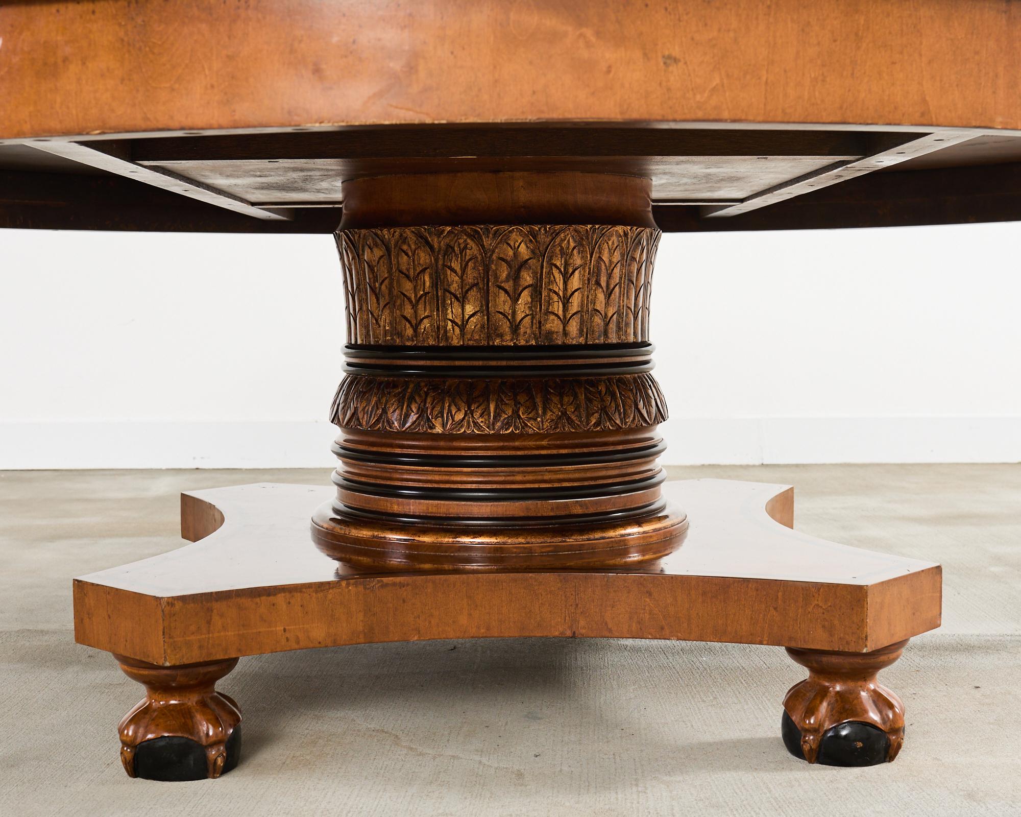 Monumental Neoclassical Style Round Pedestal Dining Table For Sale at