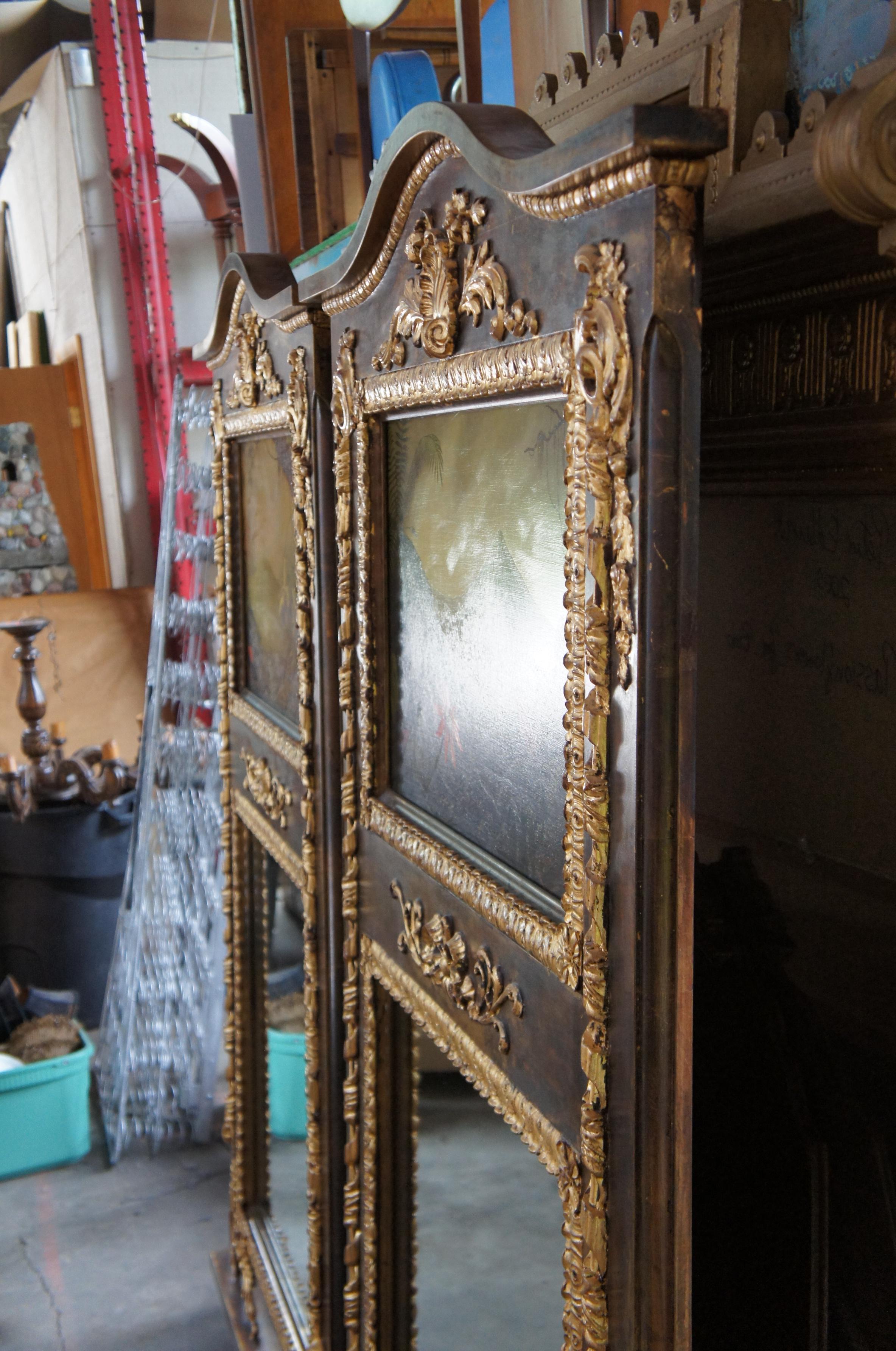 2 Monumental Neoclassical Wall Mirrors with Original Peter Edlund Oil Paintings For Sale 4