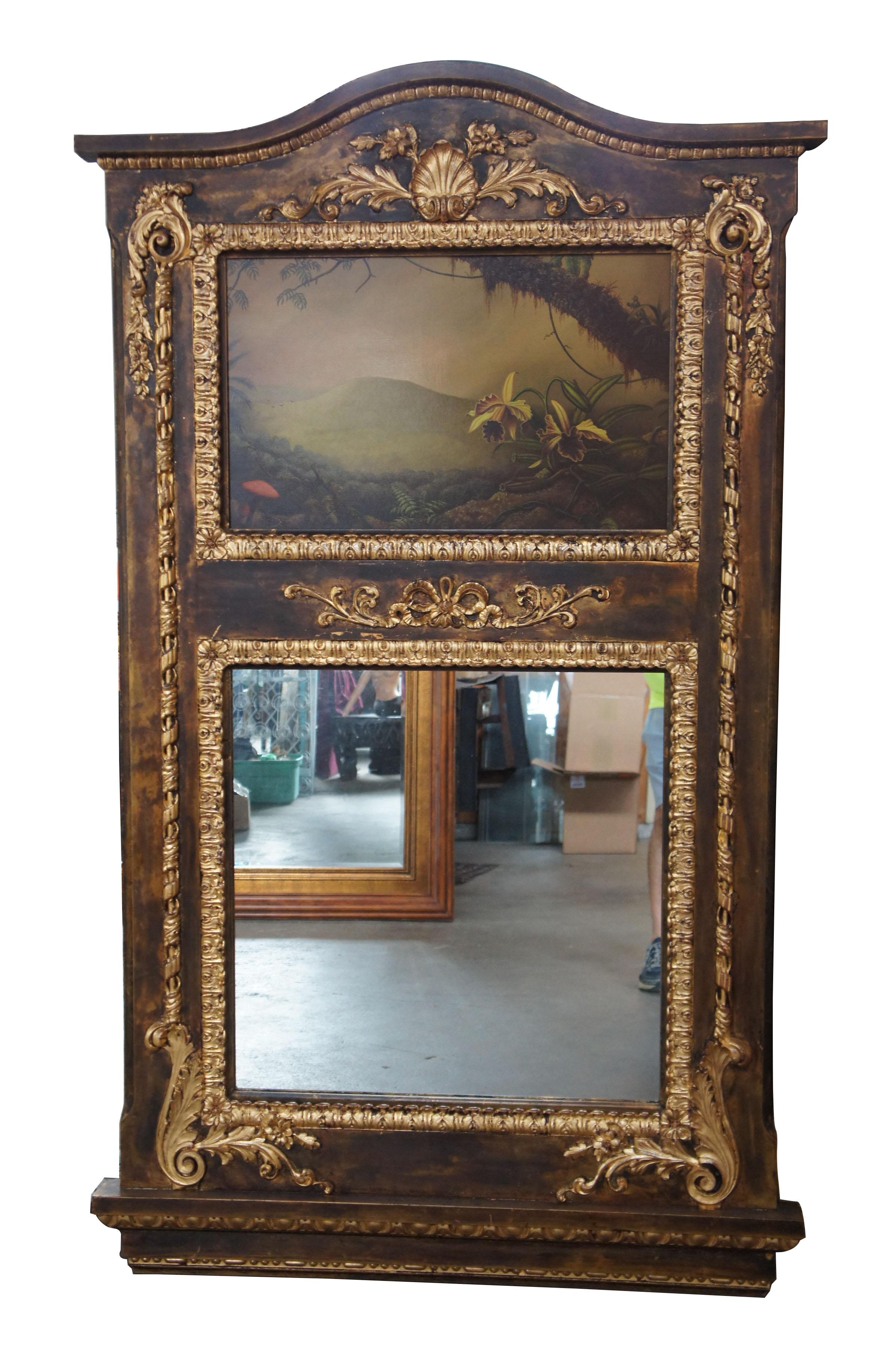 Néoclassique 2 miroirs muraux monumentaux néoclassiques avec peintures à l'huile originales de Peter Edlund en vente