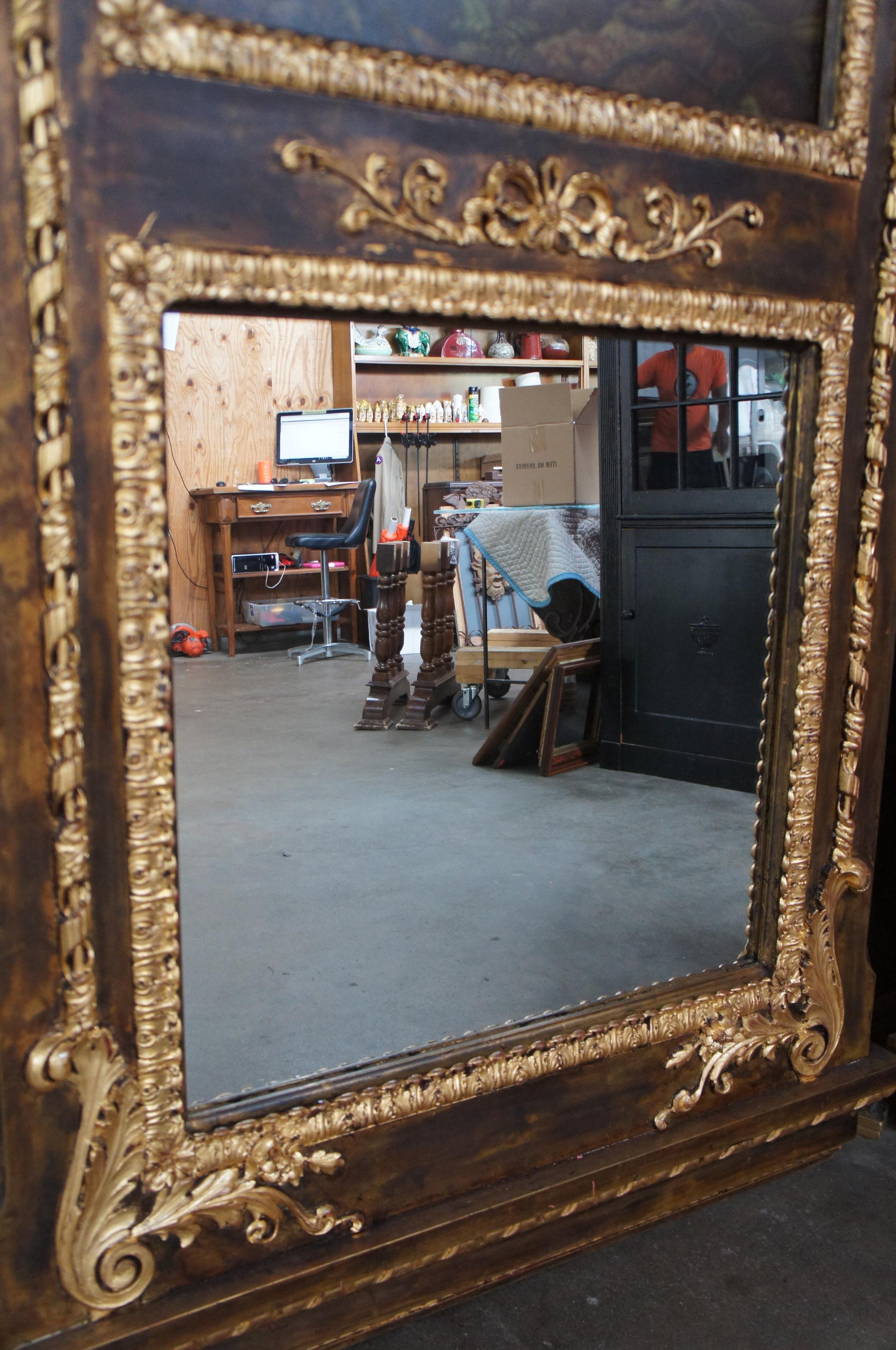 2 miroirs muraux monumentaux néoclassiques avec peintures à l'huile originales de Peter Edlund Bon état - En vente à Dayton, OH