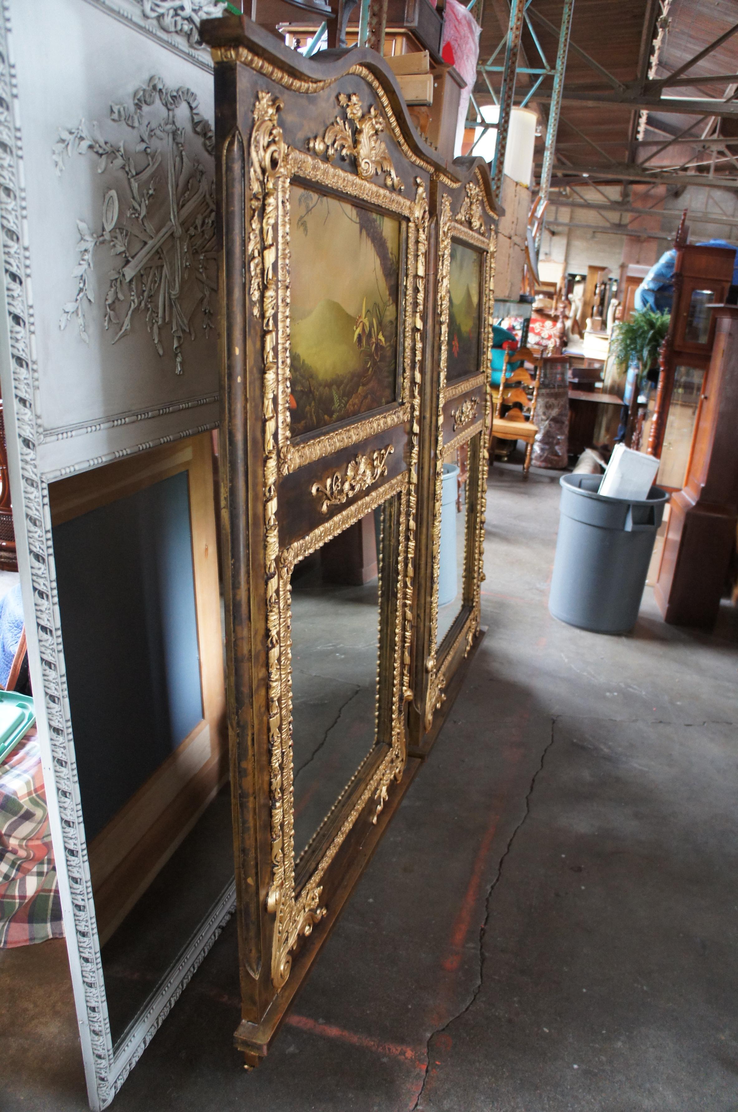 2 Monumental Neoclassical Wall Mirrors with Original Peter Edlund Oil Paintings For Sale 1