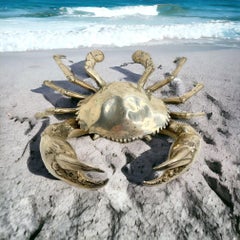 Monumental Nickel Crab Sculpture Figure Statue Metal, Vintage, Italy, 1980s